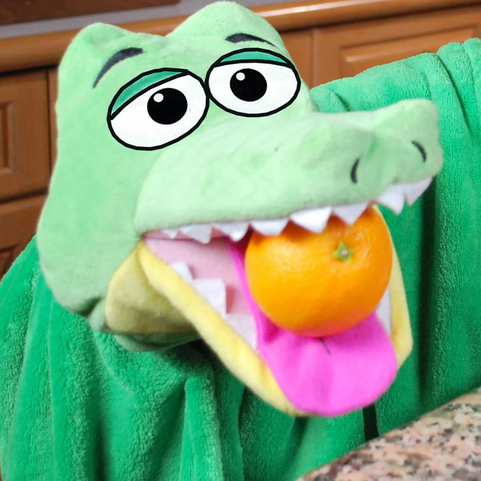 Cuddleuppets Gator - Green, 2-in-1 Plush Puppet & Blanket