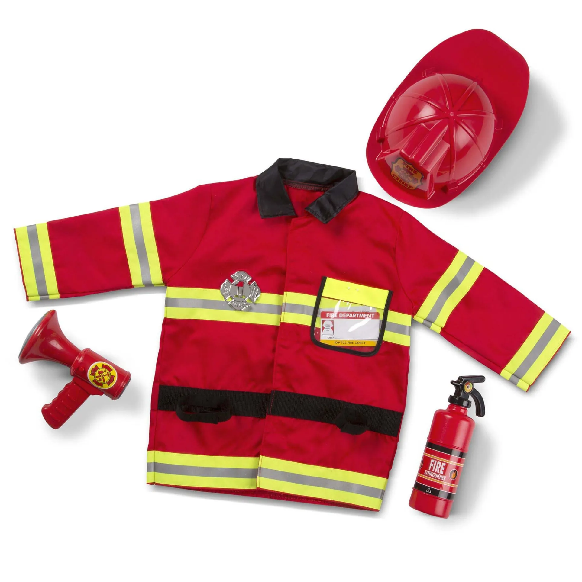 Melissa & Doug Fire Chief Role Play Costume Set - Reflective Red