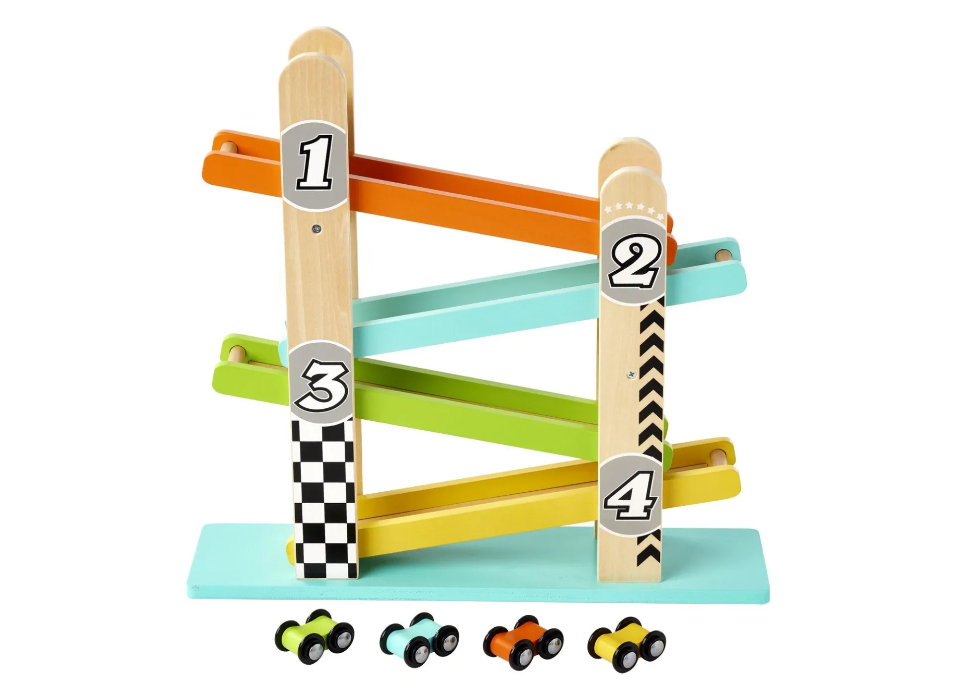 Imaginarium Wooden Drop and Go Ramp Racer Playset with 4 Racing Cars