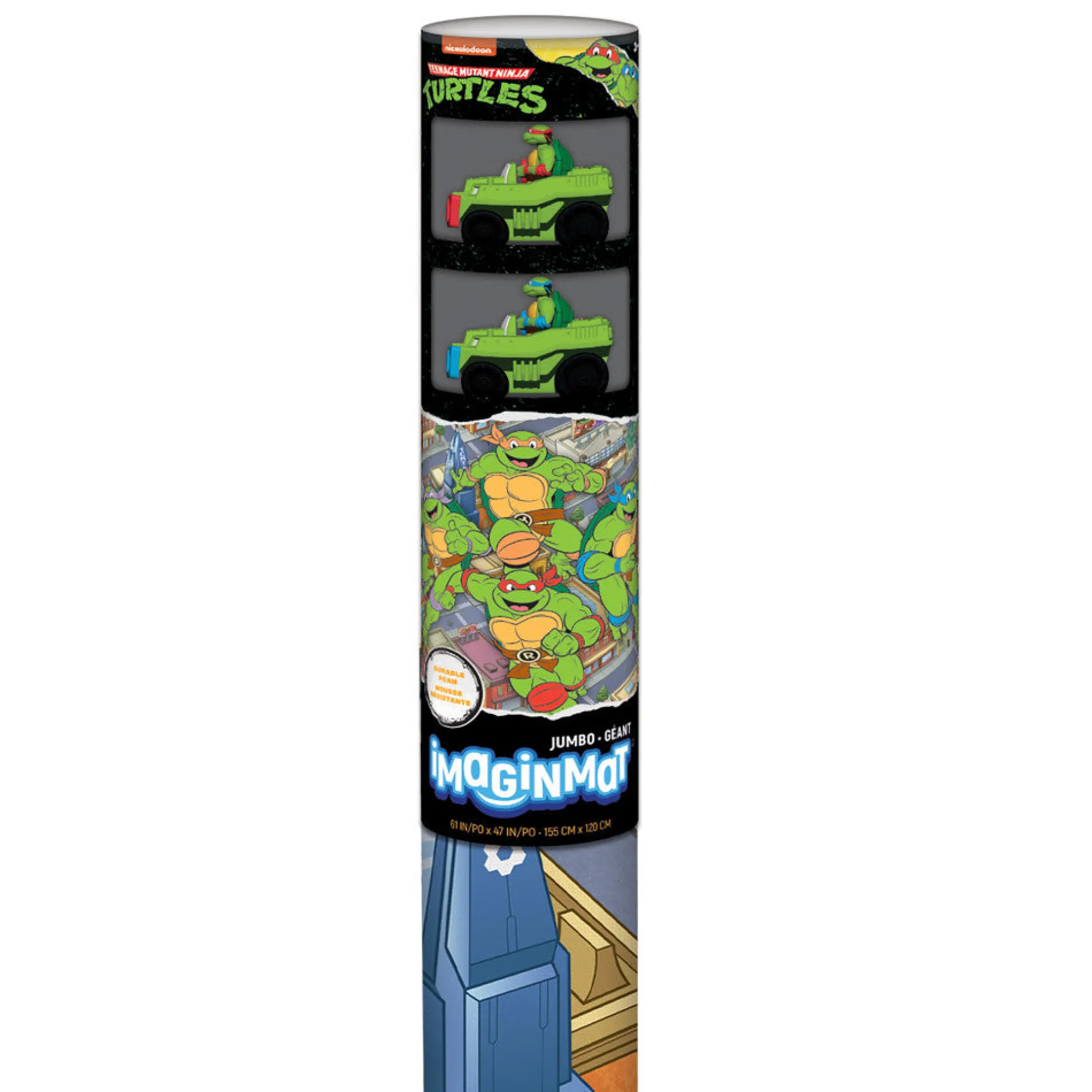 Imaginmat Jumbo TMNT Floor Playmat with 2 Toy Cars, 47x61 Inches