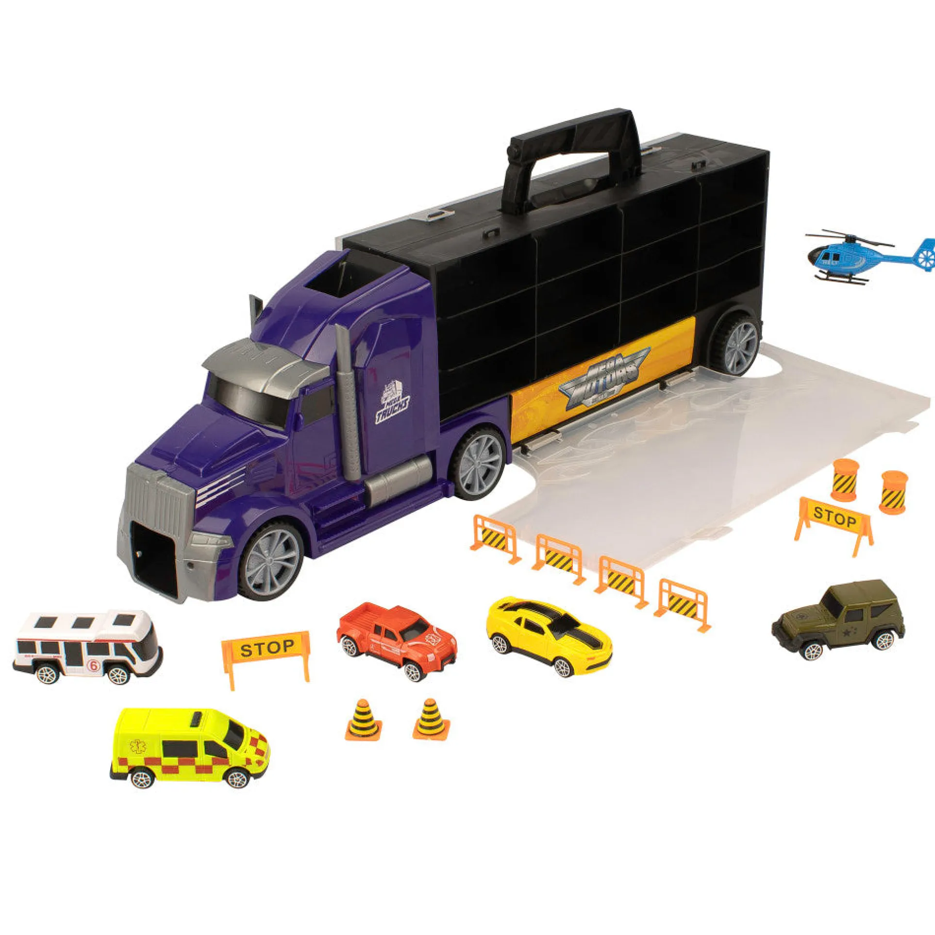 Mighty Motors Blue Heavy Hauler Truck Carry Case with Die-Cast Vehicles