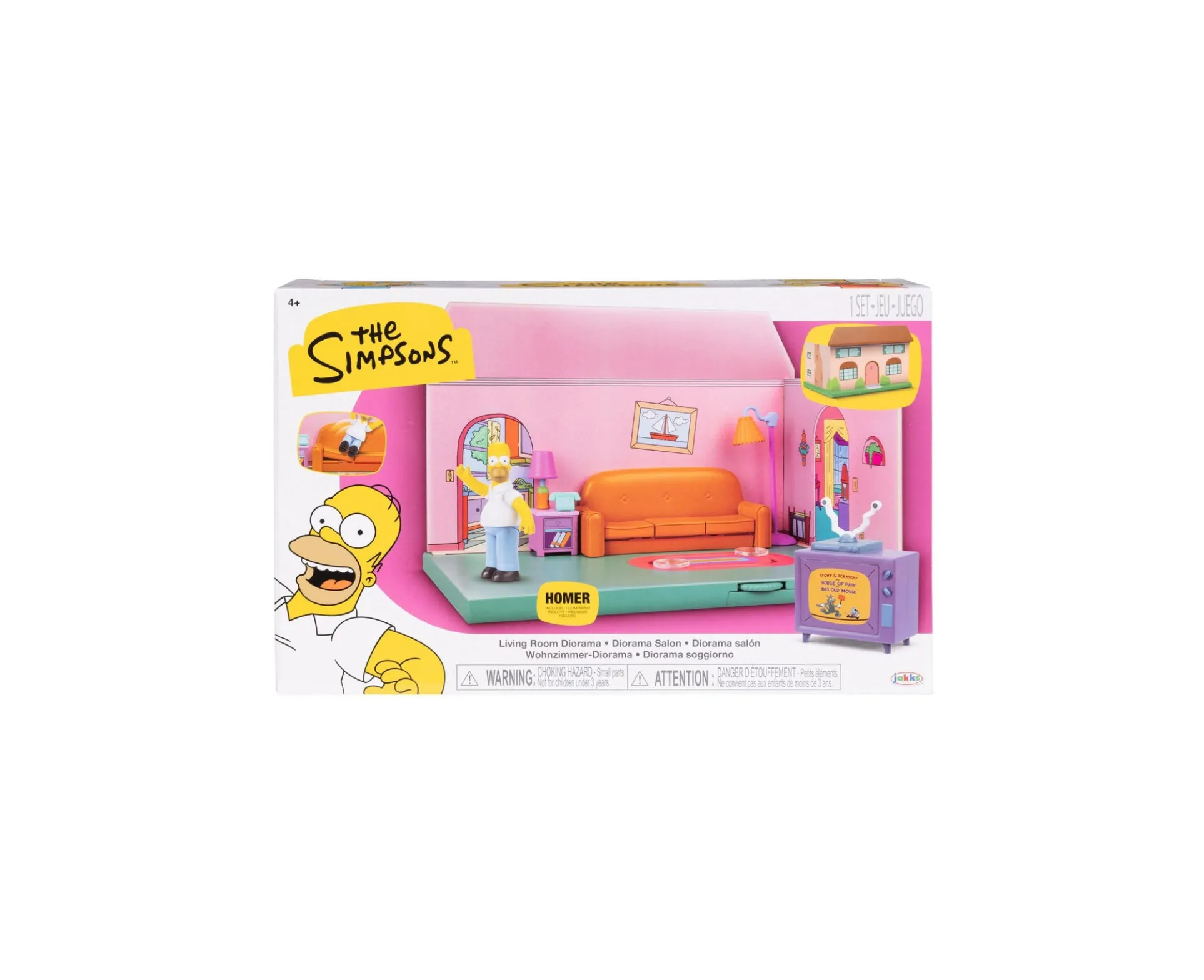 JAKKS Pacific The Simpsons House 2.5'' Scale Living Room Diorama with Homer Simpson