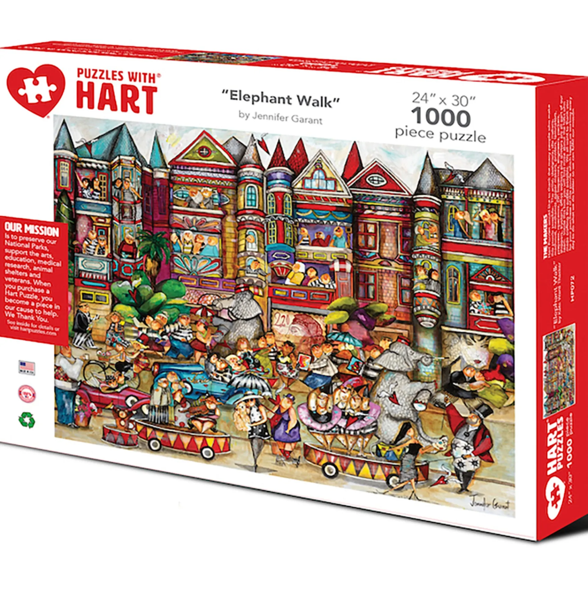 Jennifer Garant Elephant Walk Carnival-Themed Jigsaw Puzzle - 1000 pc
