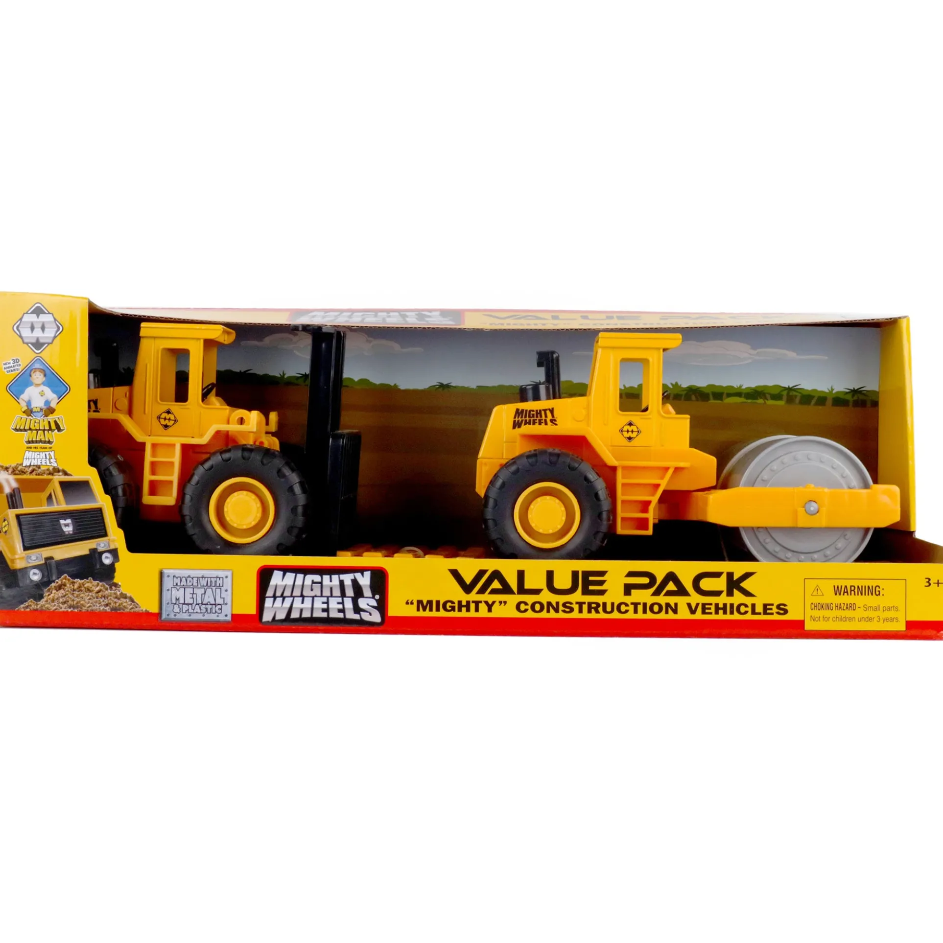 Mighty Wheels Construction Duo Set - 7" Roller & Forklift Play Vehicles