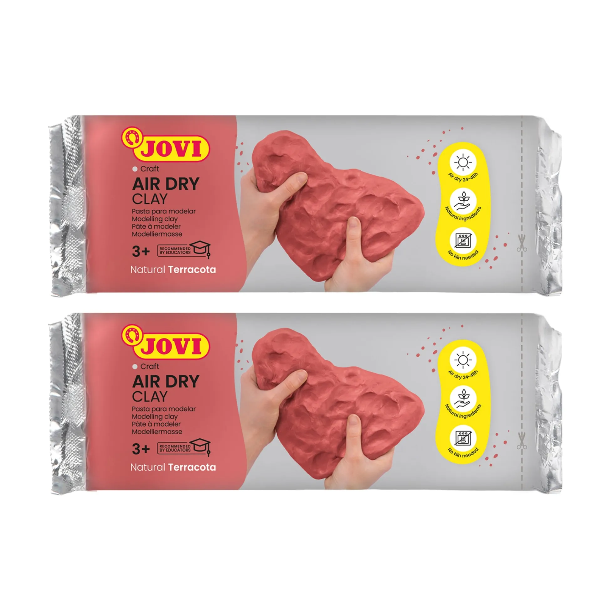 JOVI Premium Air Dry Clay, 2.2lb Bar, Terracotta - Pack of 2