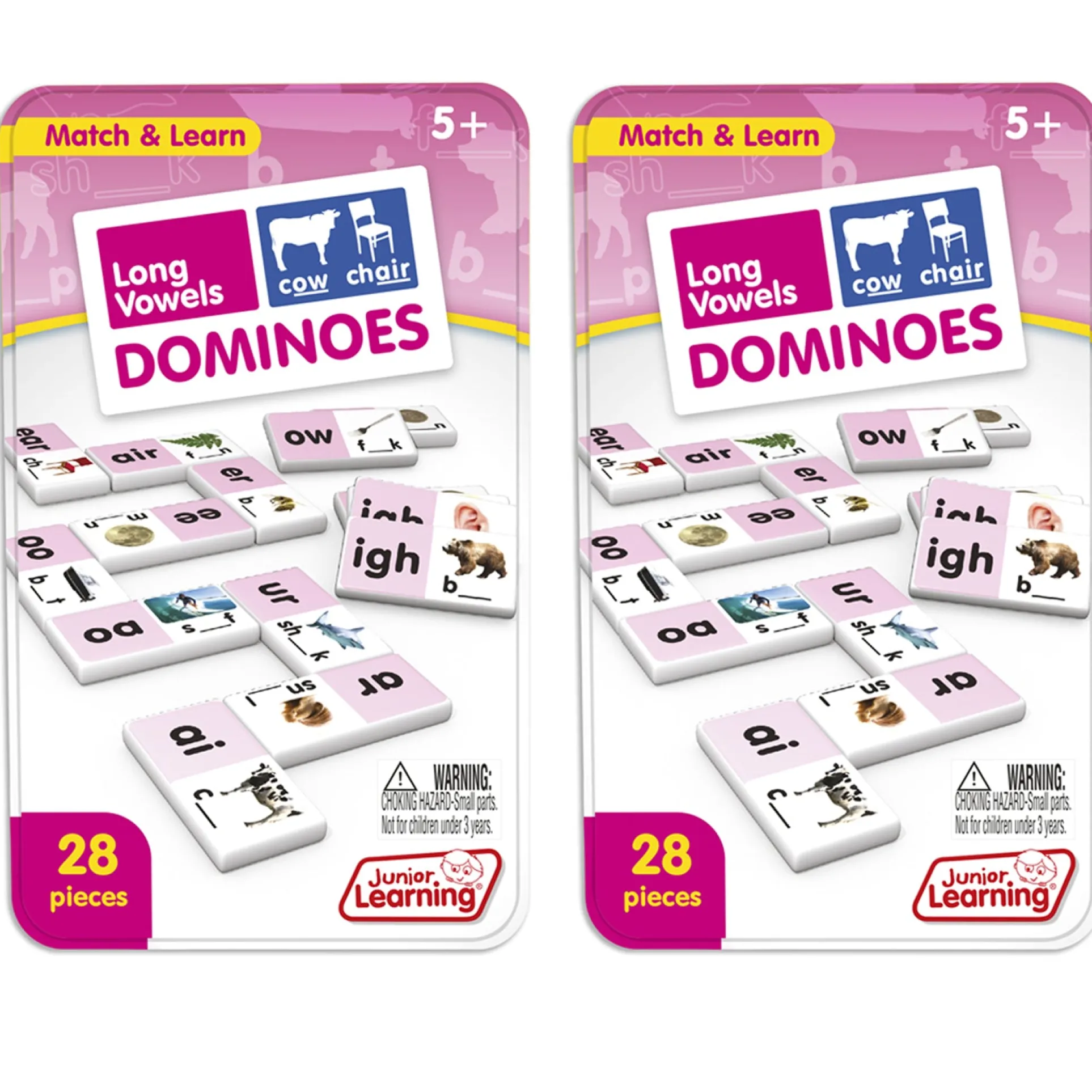 Junior Learning Long Vowel Dominoes - Multiplayer Educational Game Set