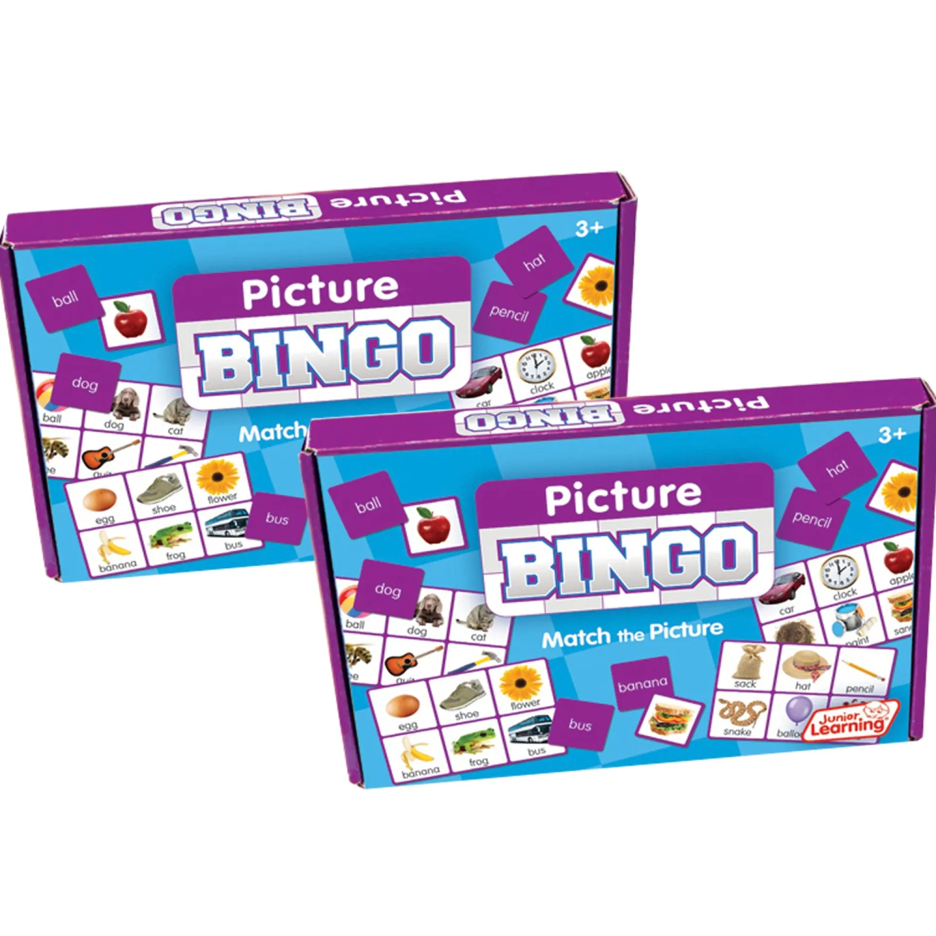 Junior Learning Picture Bingo - Colorful Matching Game - Multicolored, 2 Pack