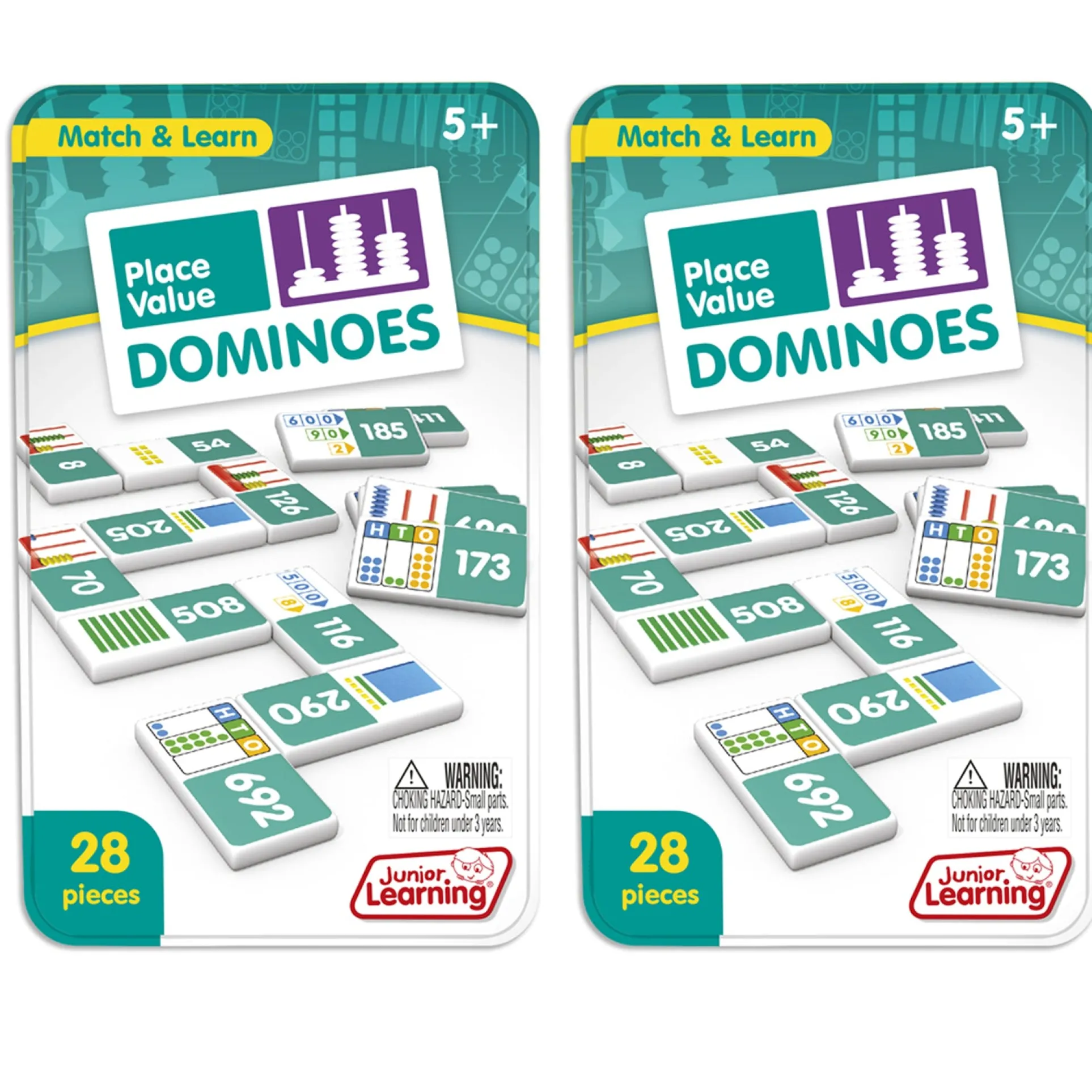 Junior Learning Place Value Dominoes - Educational Math Game - 2-Pack Set