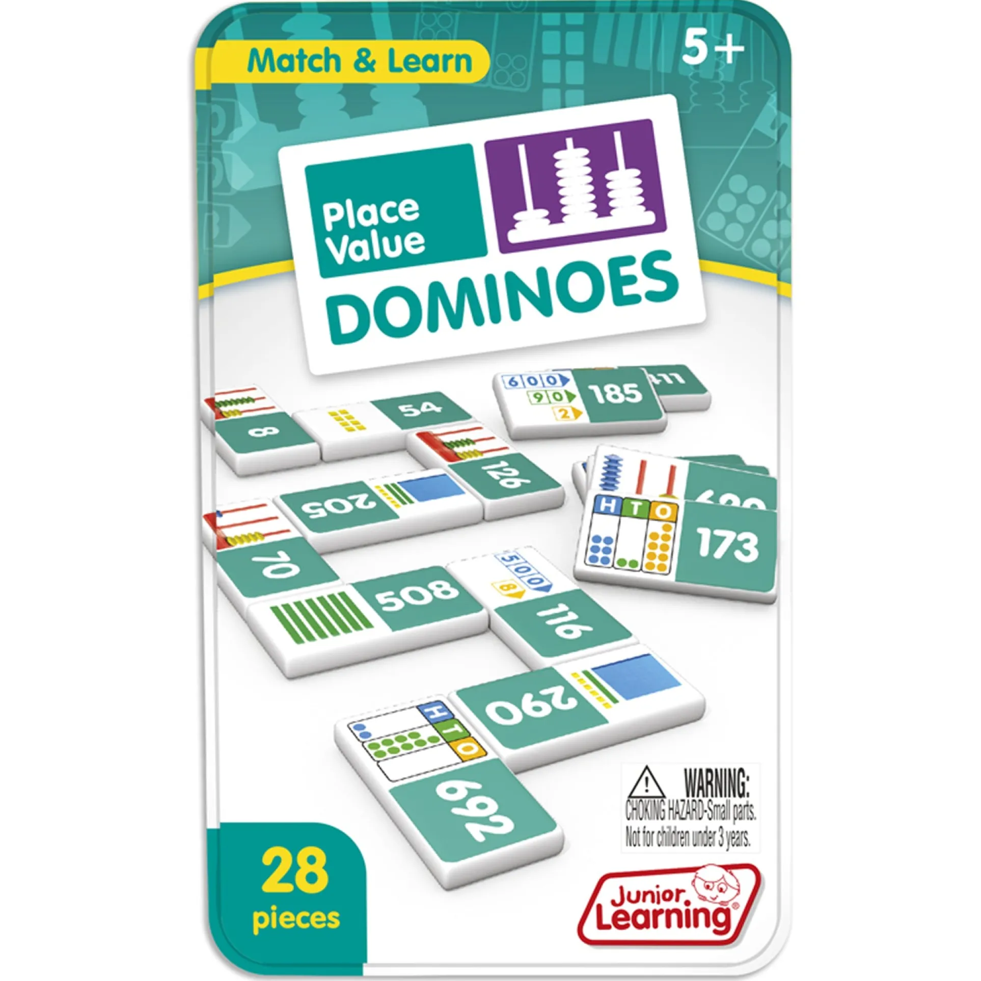 Junior Learning Place Value Dominoes - Educational Math Game - 2-Pack Set