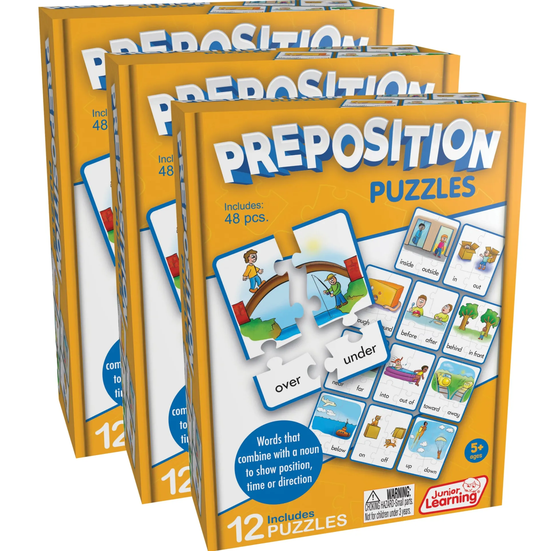 Junior Learning Preposition Puzzles - Multicolored Jigsaw Language Game