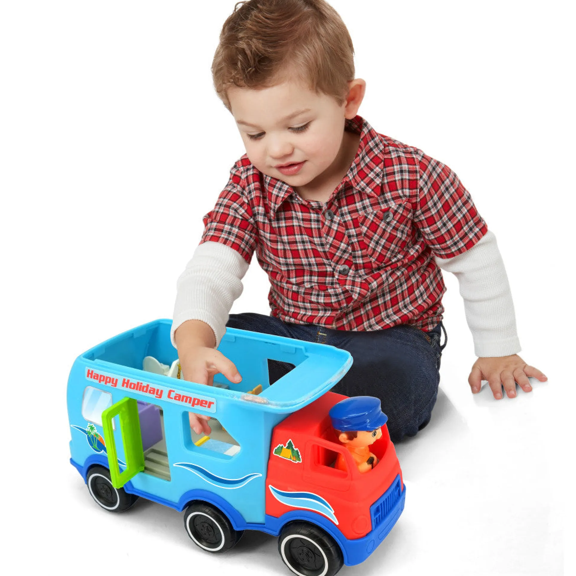 Kiddieland Light & Sound Motorized Happy Camper Toy Vehicle