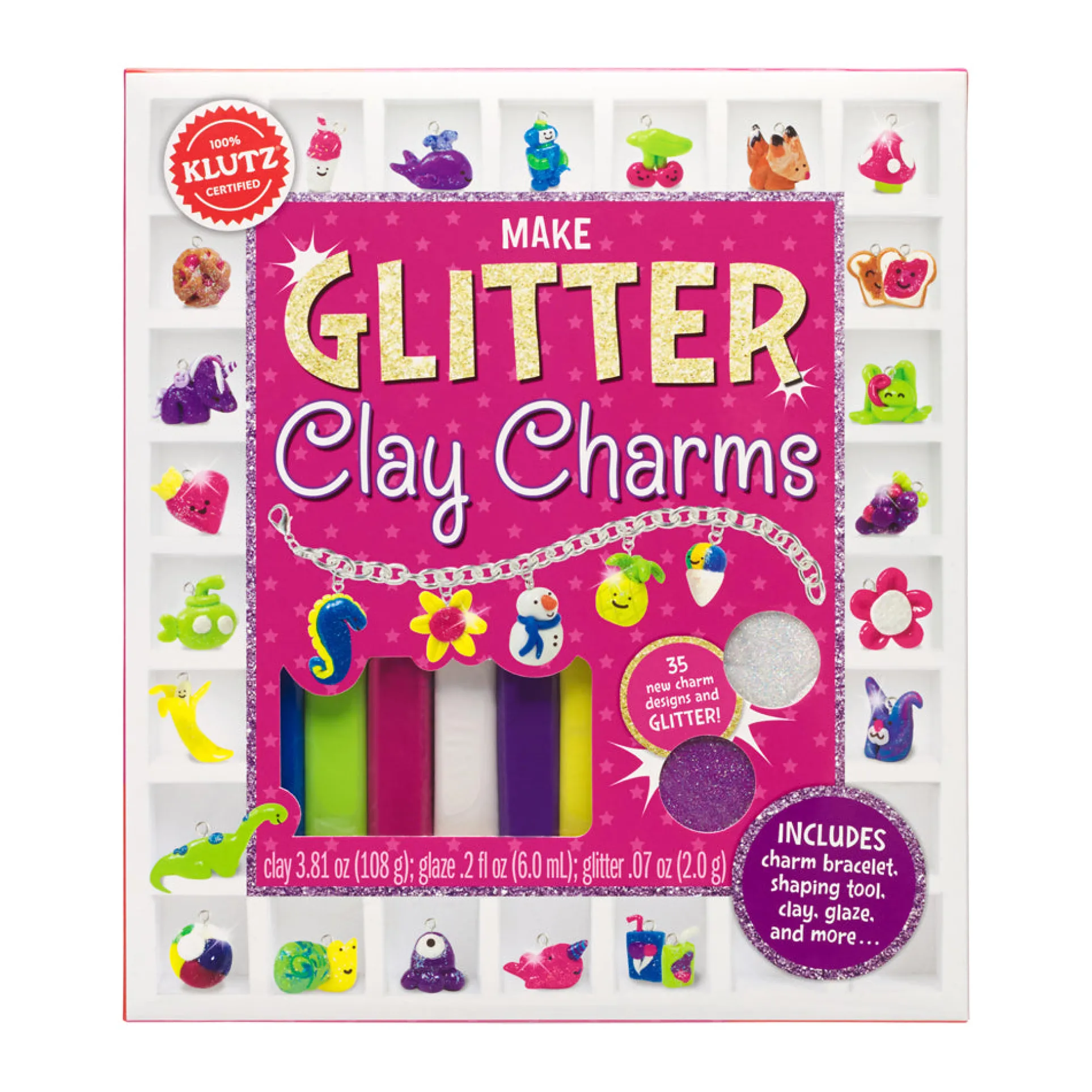Klutz Make Glitter Clay Charms Craft Kit - Create Sparkling Jewelry