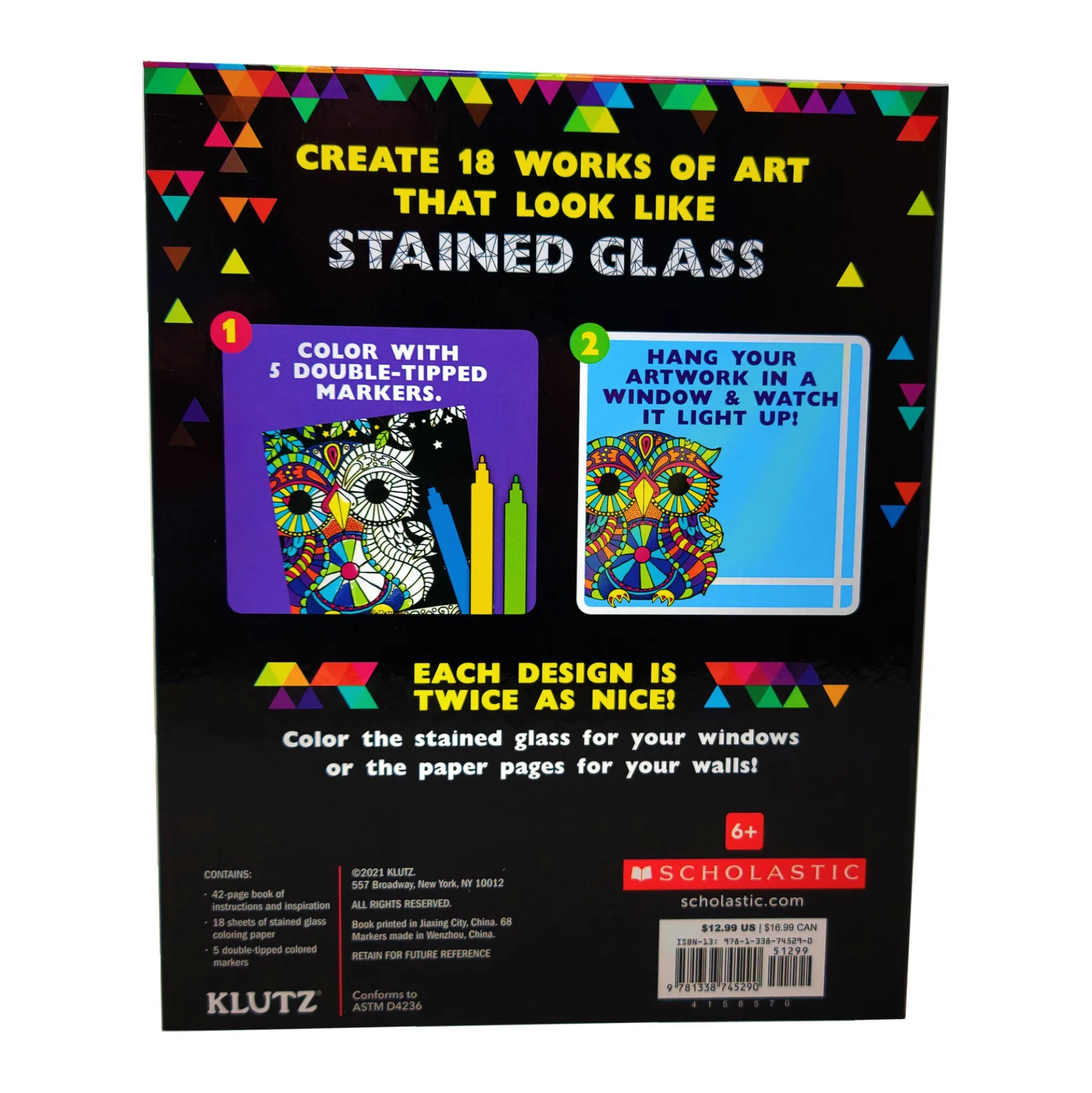 Klutz Stained Glass Art Craft Kit - Dual Design Paper