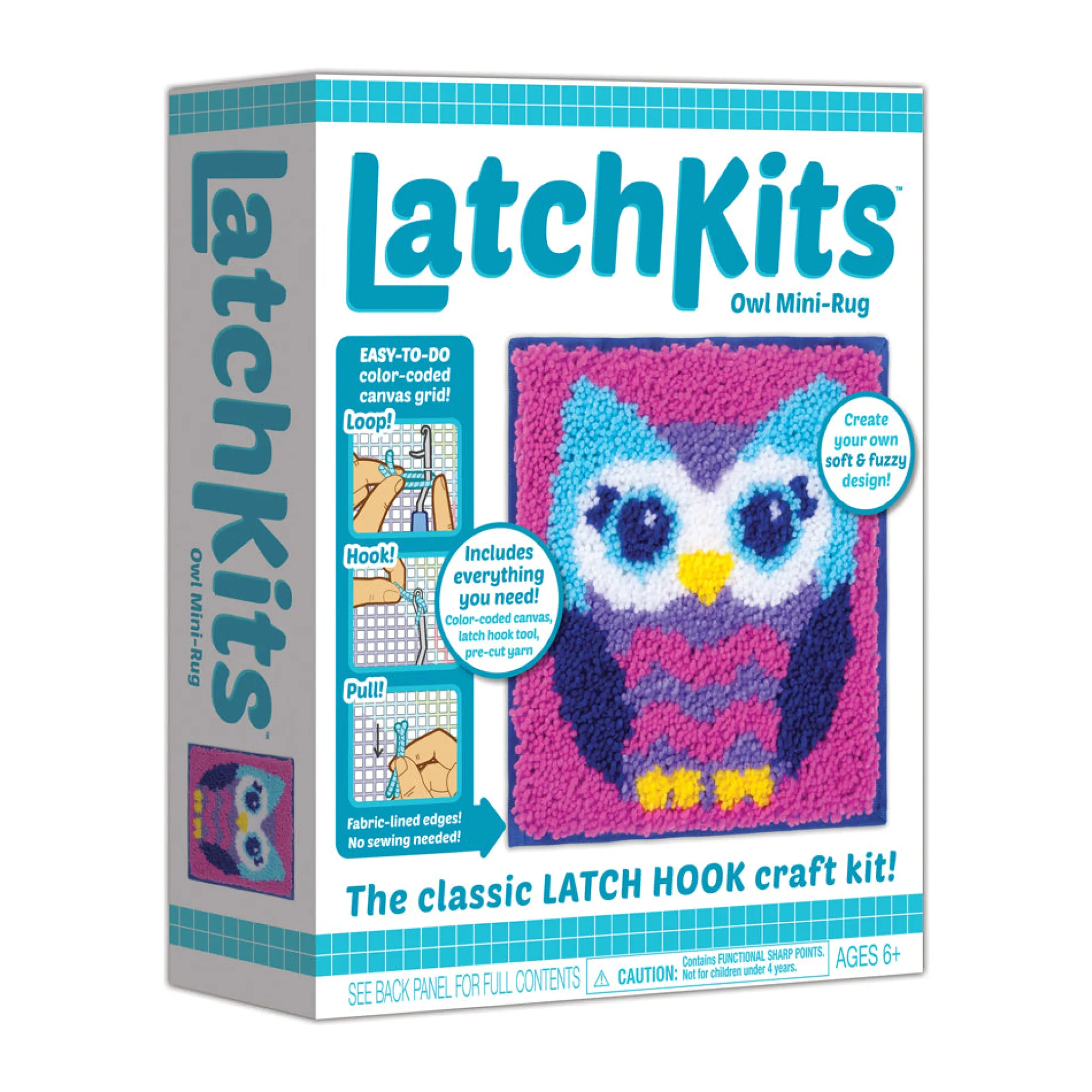 LatchKits Craft Collection Owl Mini-Rug DIY Kit