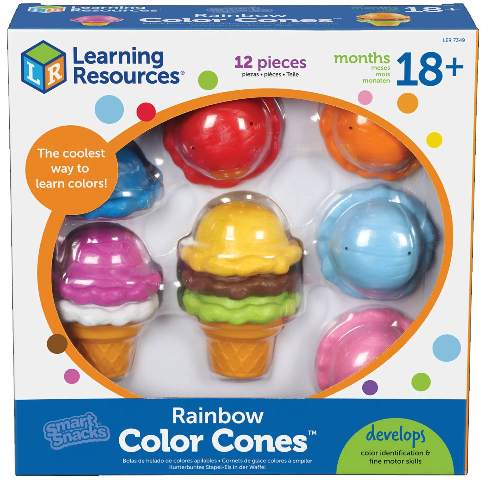 Learning Resources Smart Snacks Rainbow Color Cones - Ice Cream Stacking Toy