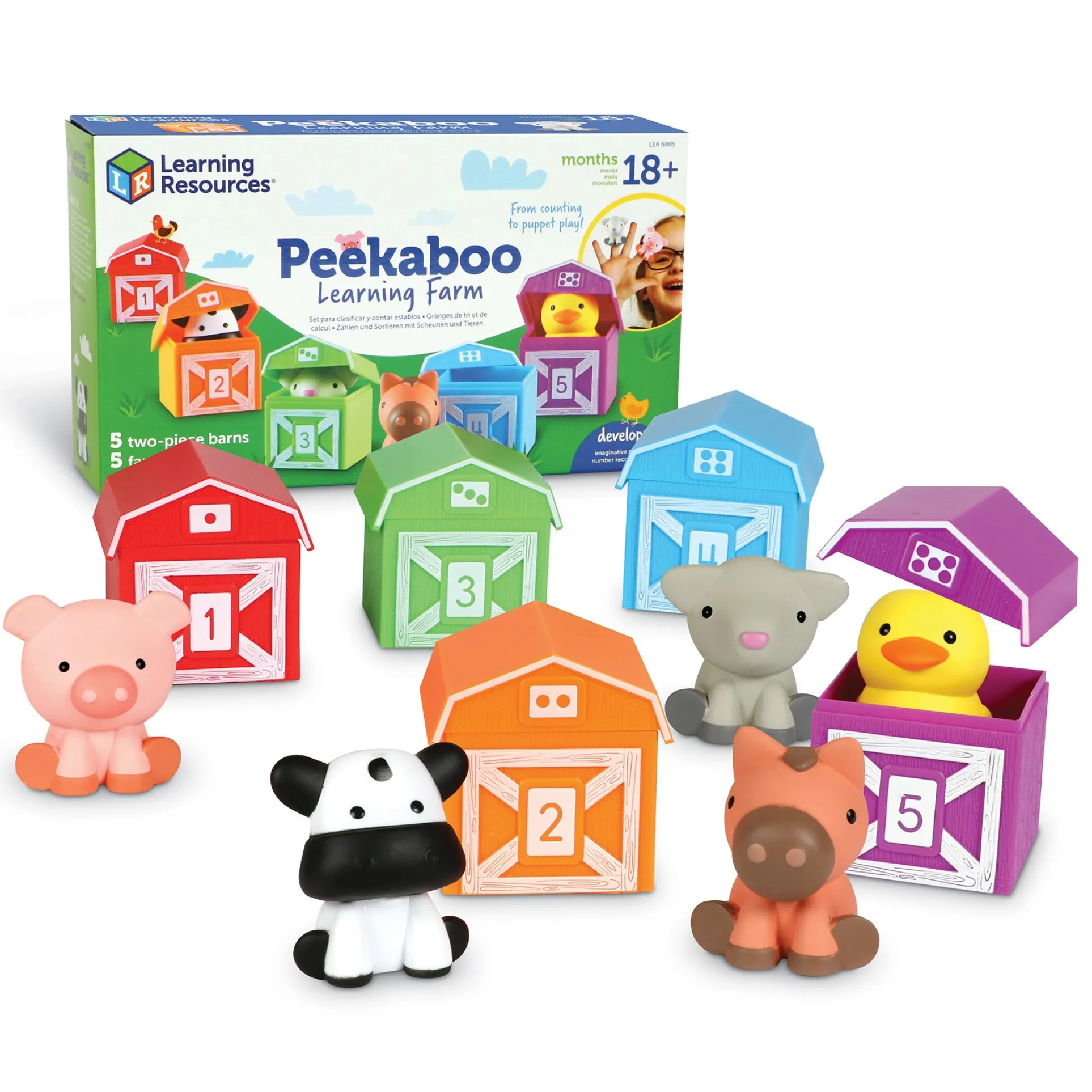 Learning Resources Peekaboo Learning Farm Colorful Animal Barn Playset