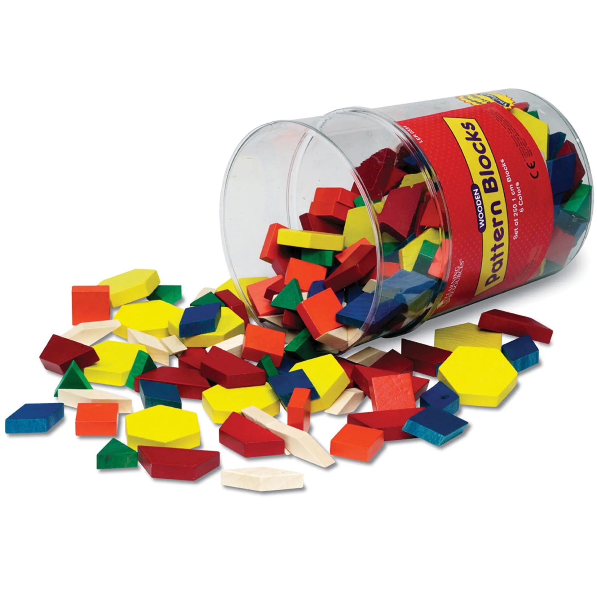 Learning Resources Wooden Pattern Blocks - Colorful Geometric Shapes - 250 Pieces