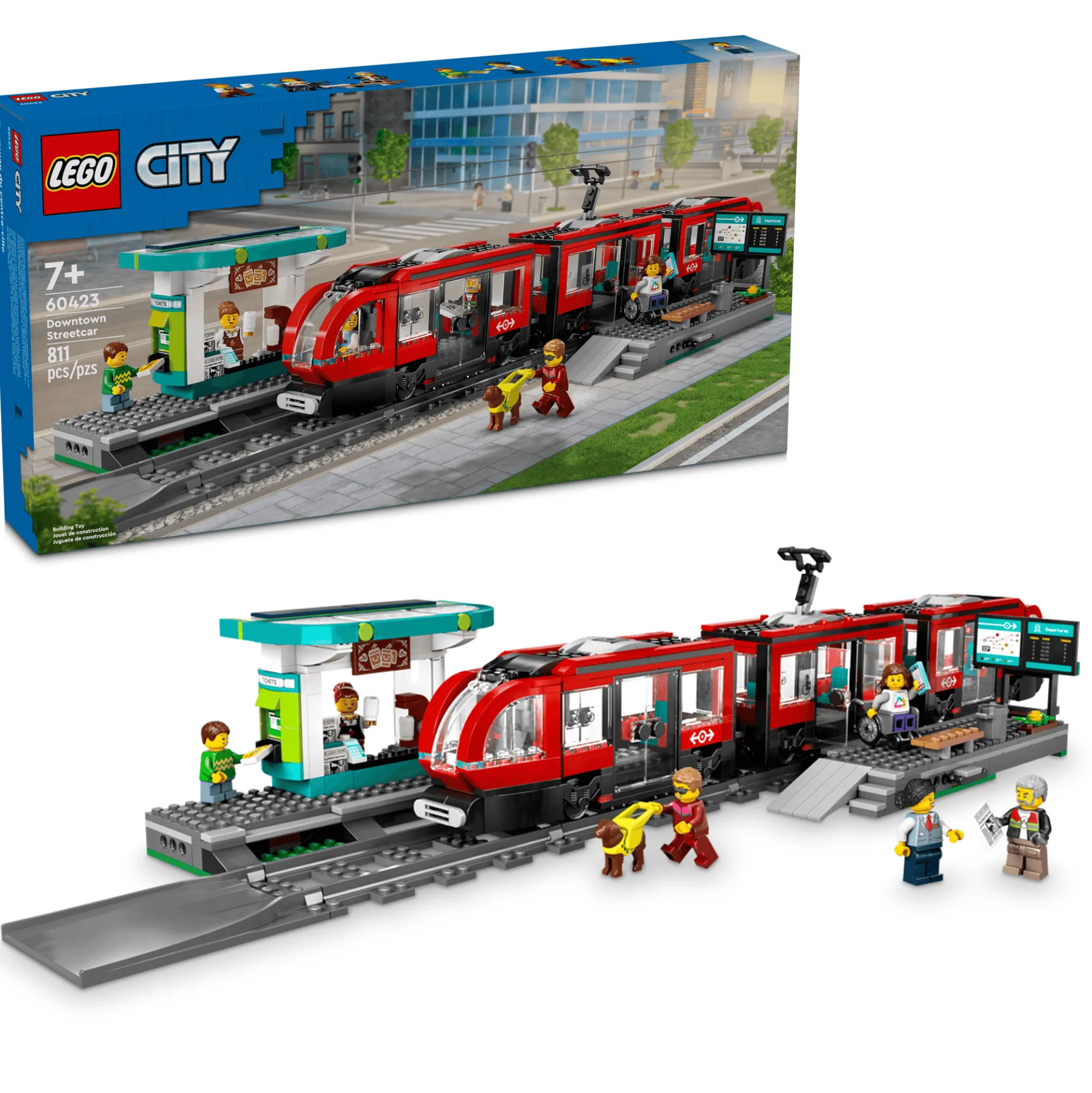 LEGO City 811-Piece Downtown Streetcar and Station Toy Set 60423