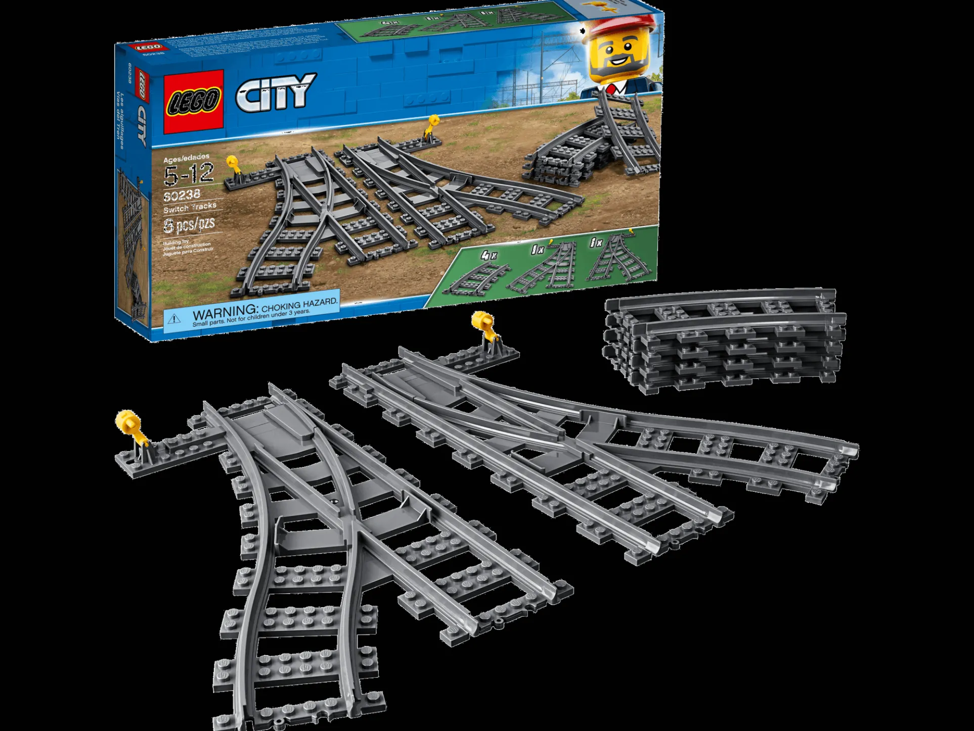 LEGO City Switch Tracks 60238 Expansion Building Kit - 6 Pieces