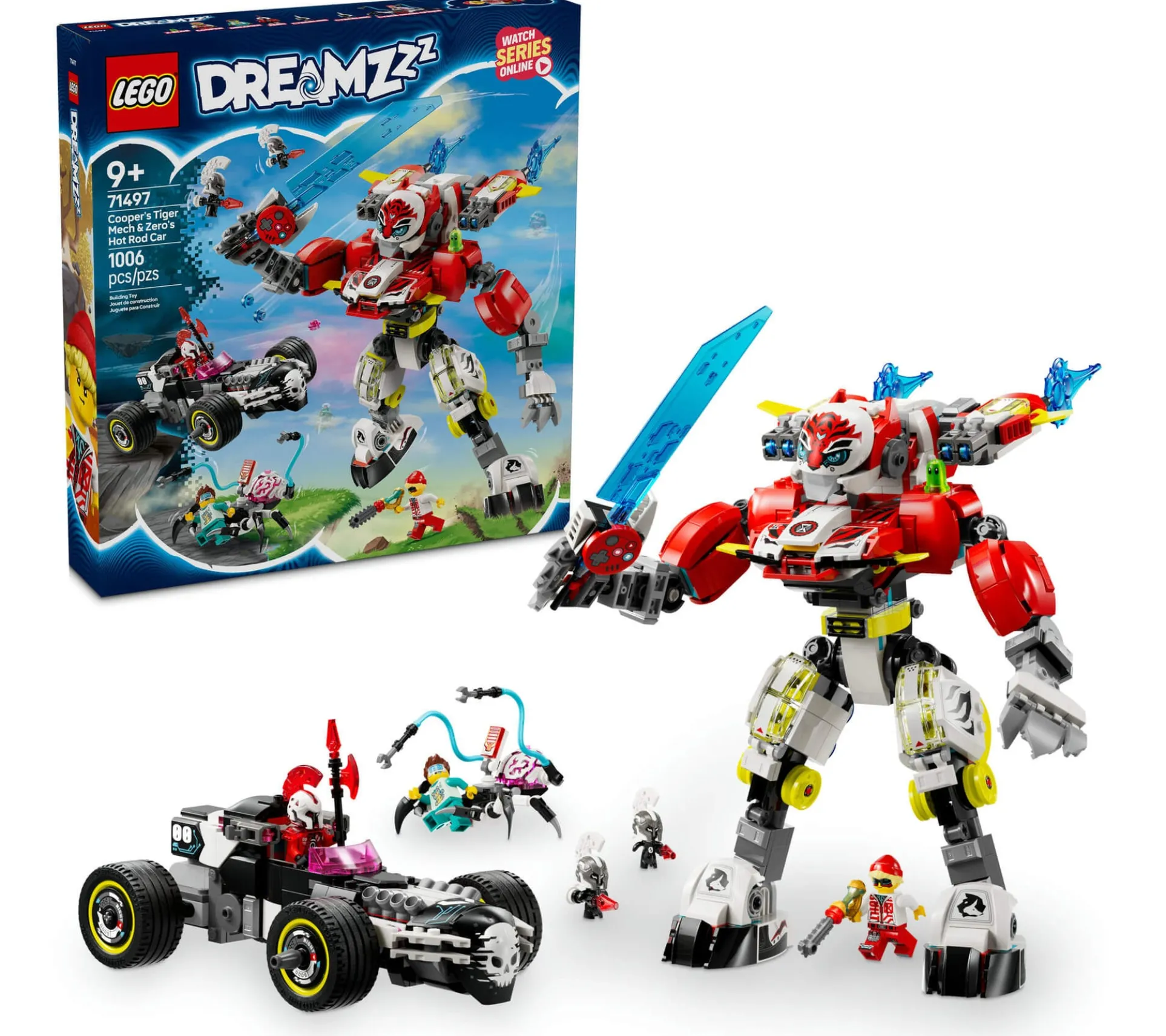 LEGO DREAMZzz Cooper's Tiger Mech & Zero's Hot Rod Car 1006-Piece Set