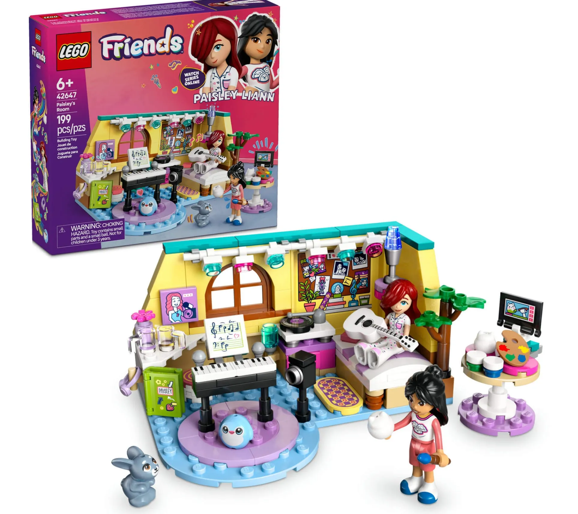 LEGO Friends 199-Piece Paisley’s Room Bedroom Playset - Arts & Music Theme