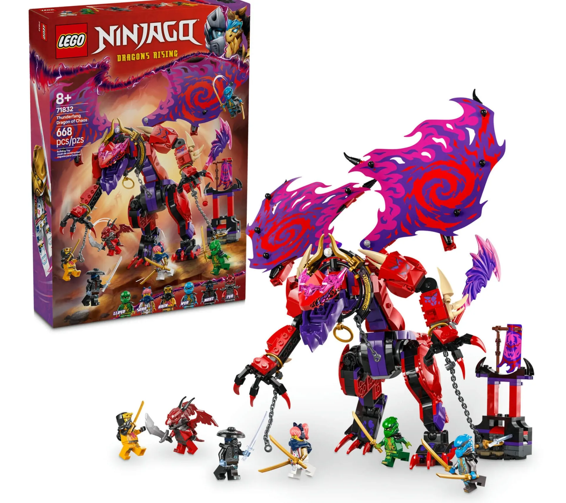 LEGO NINJAGO Thunderfang Dragon of Chaos Ninja Toy Set - 668 Pieces