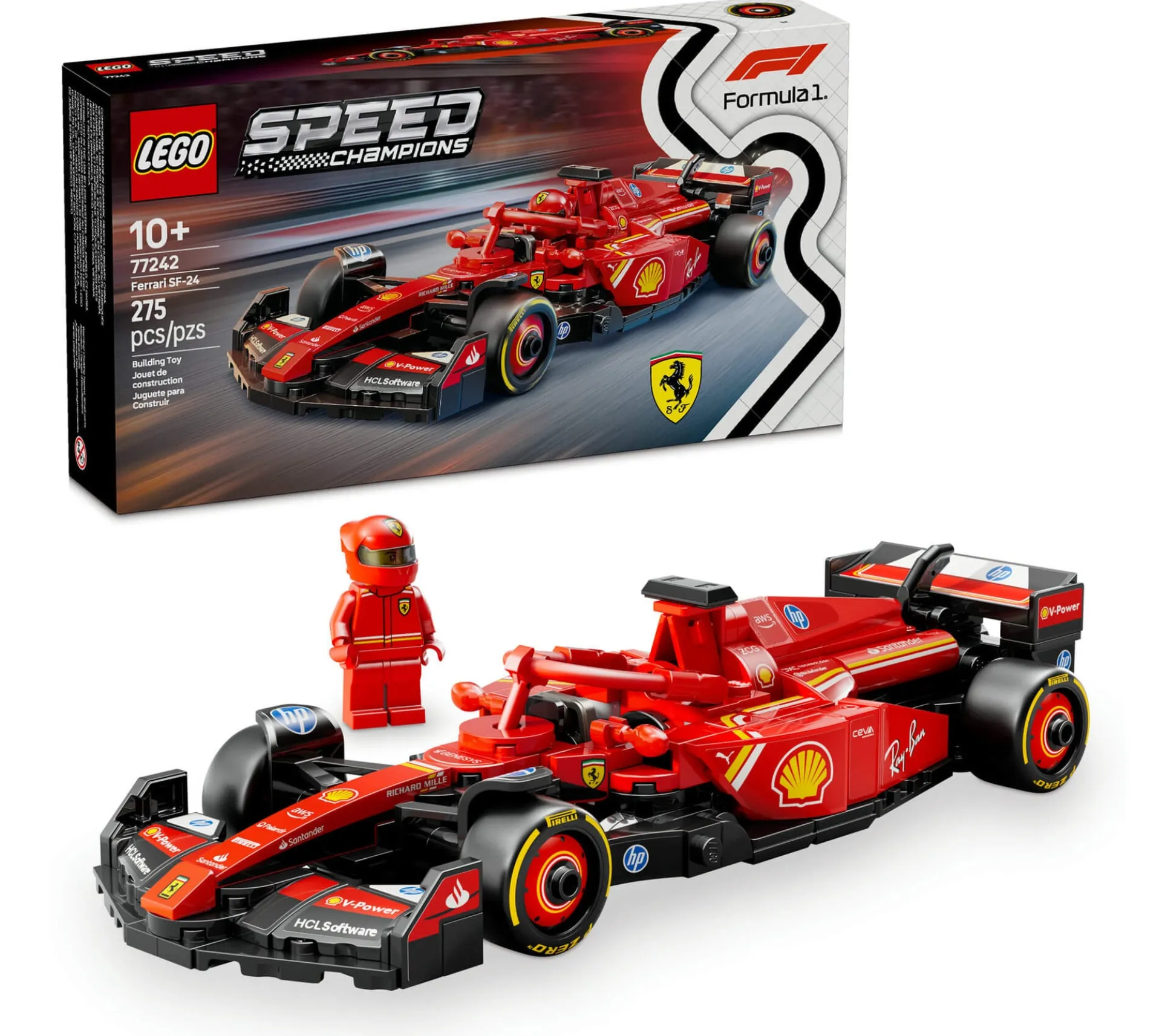 LEGO Speed Champions Ferrari SF-24 F1 Race Car Driver Set 77242 - 275 Pieces