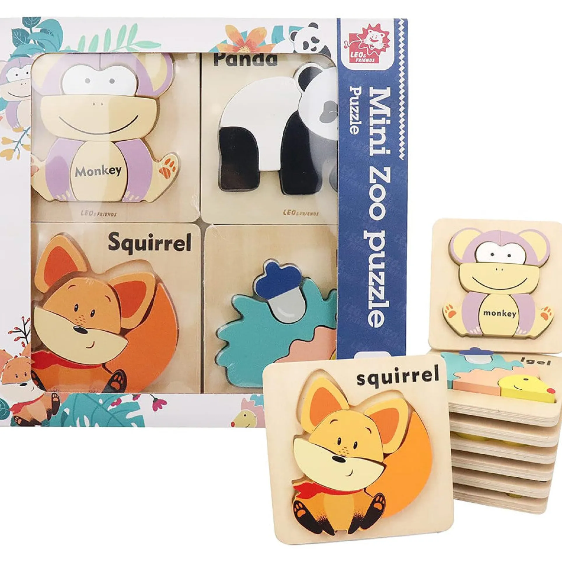 LEO & FRIENDS Mini Zoo 25pc Wooden Puzzle Set