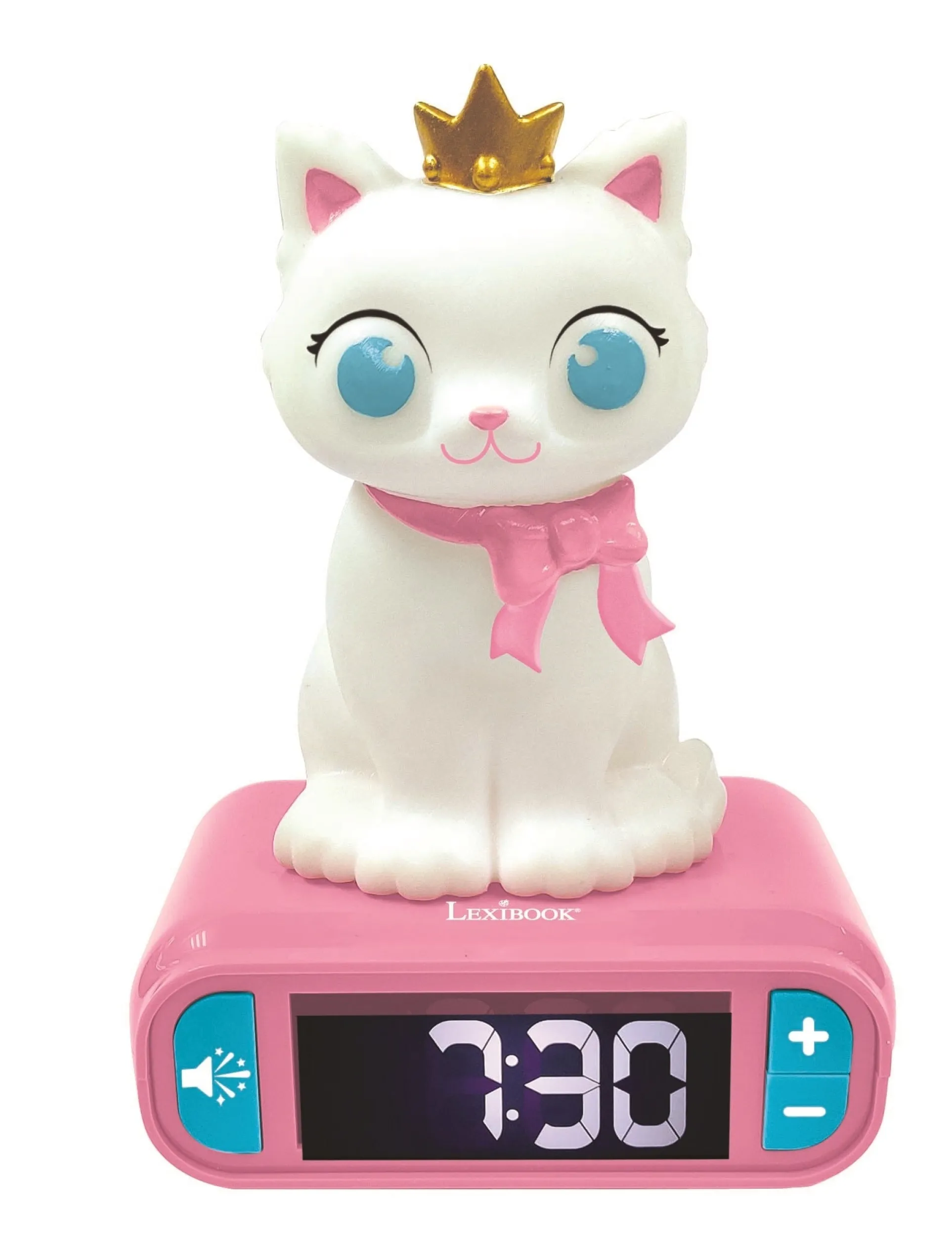 Lexibook Kitten-Themed Digital Alarm Clock with Nightlight - Interactive Sound Effects