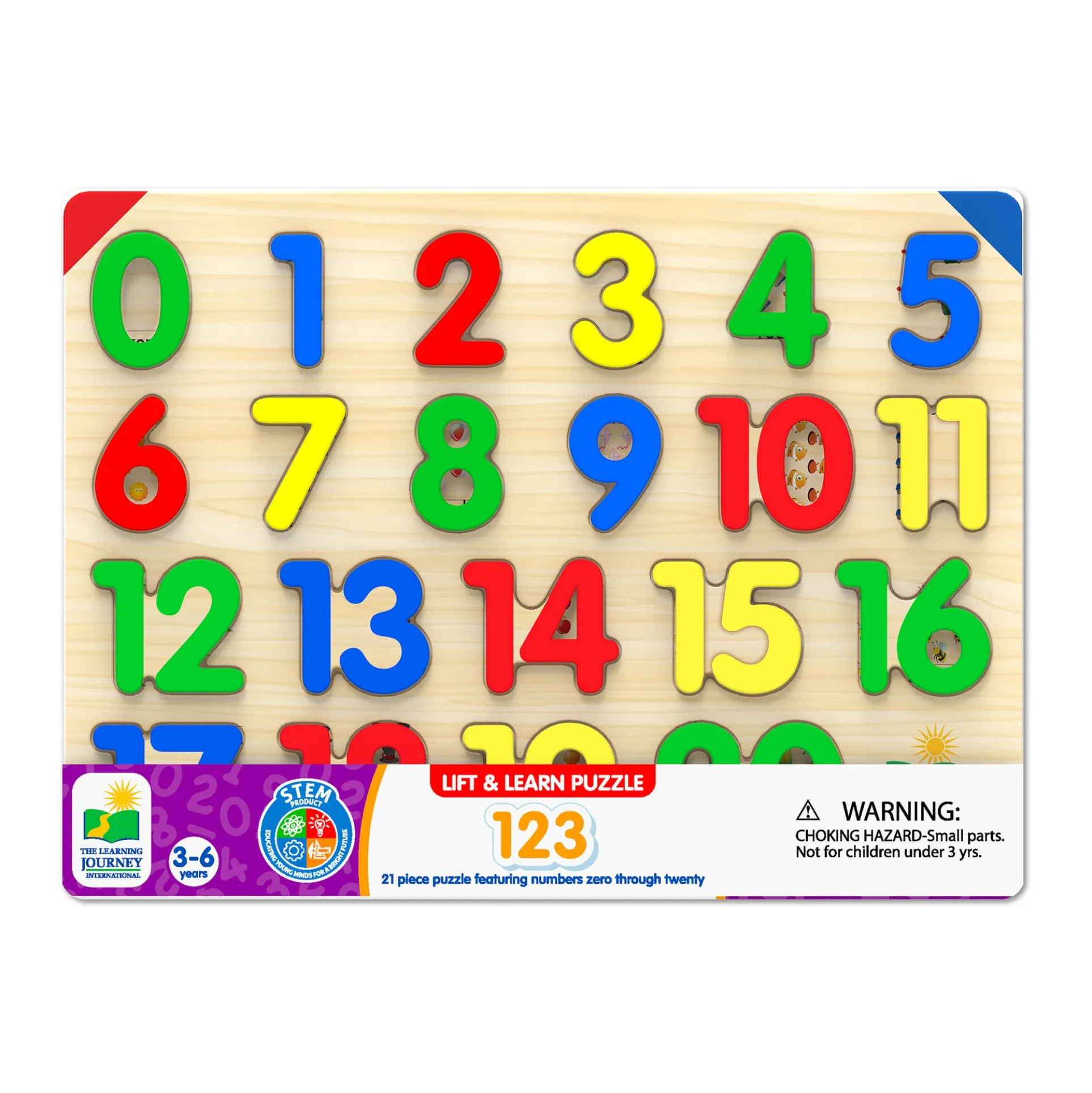 Lift & Learn Colorful Numbers Tray Puzzle - 21 pcs