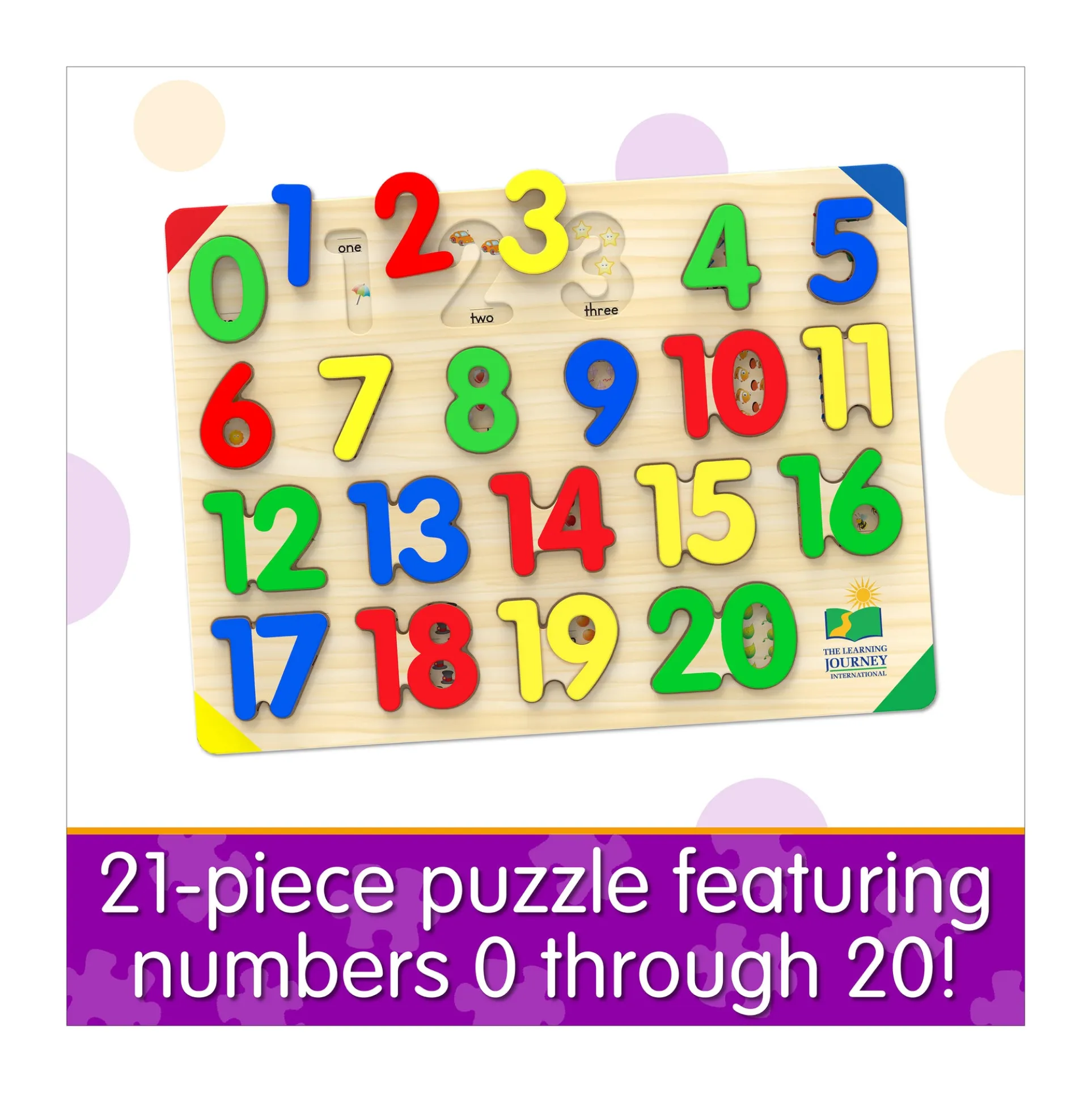 Lift & Learn Colorful Numbers Tray Puzzle - 21 pcs