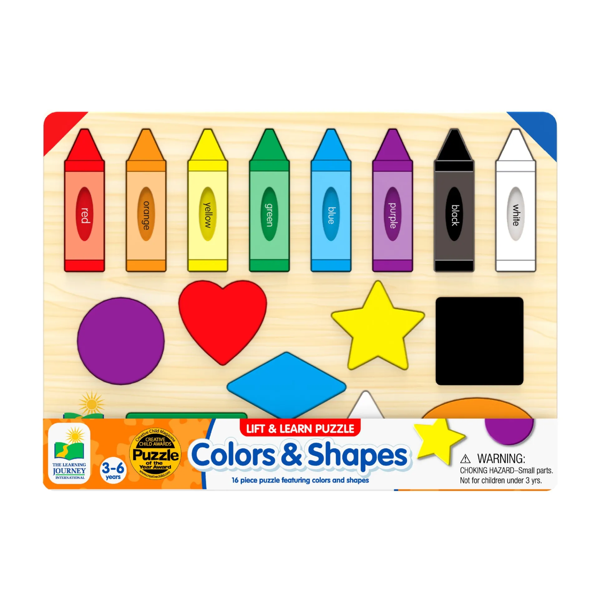 Lift & Learn Colors & Shapes Wooden Puzzle - 16 Pcs
