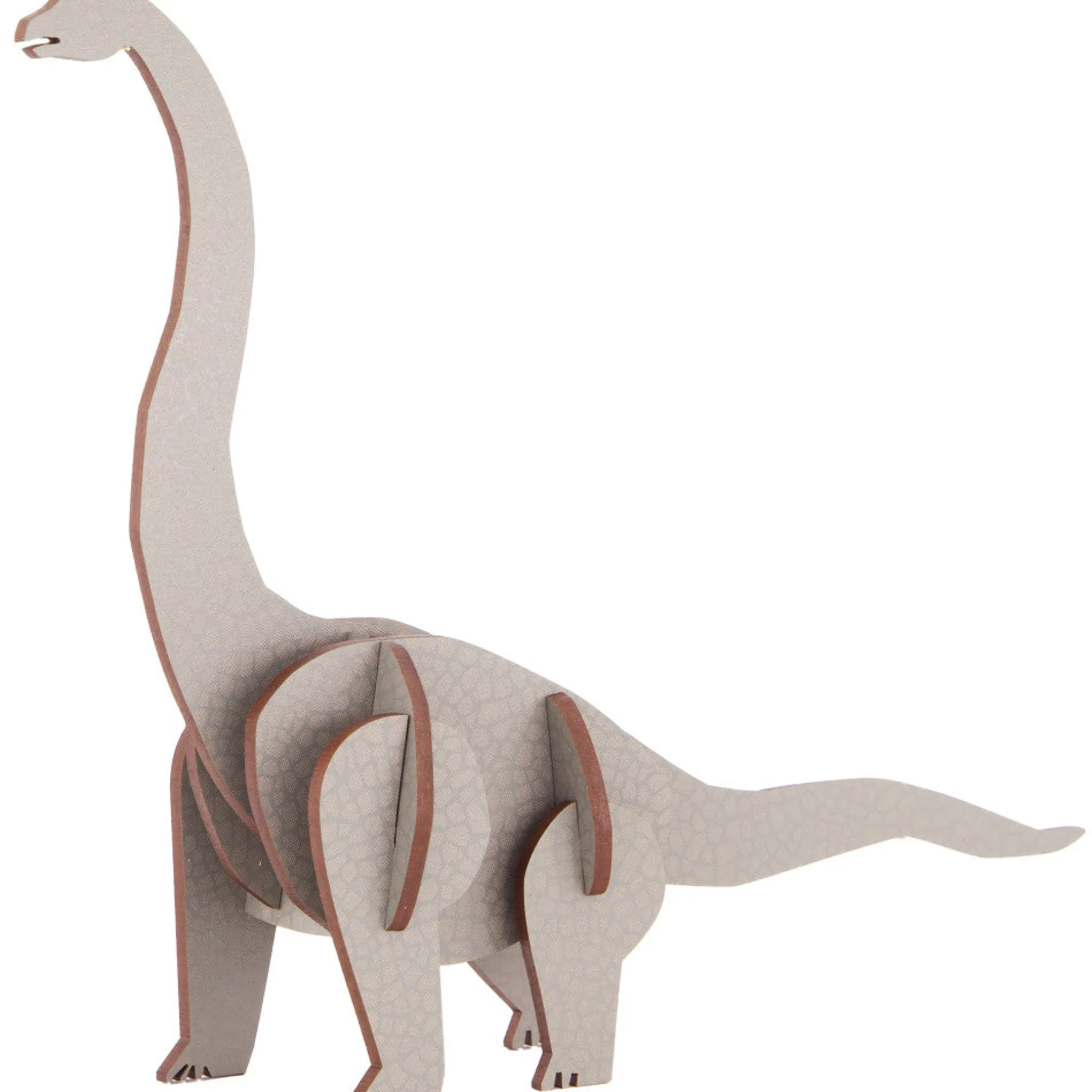 Little & Wood Brachiosaurus: Medium Grey 3D Wooden Dino Puzzle Kit