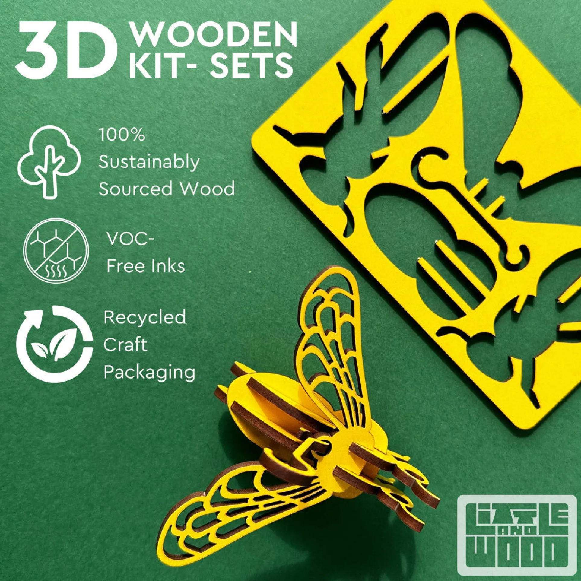 Little & Wood: Medium Red Sports Car 3D Wooden Puzzle Kit
