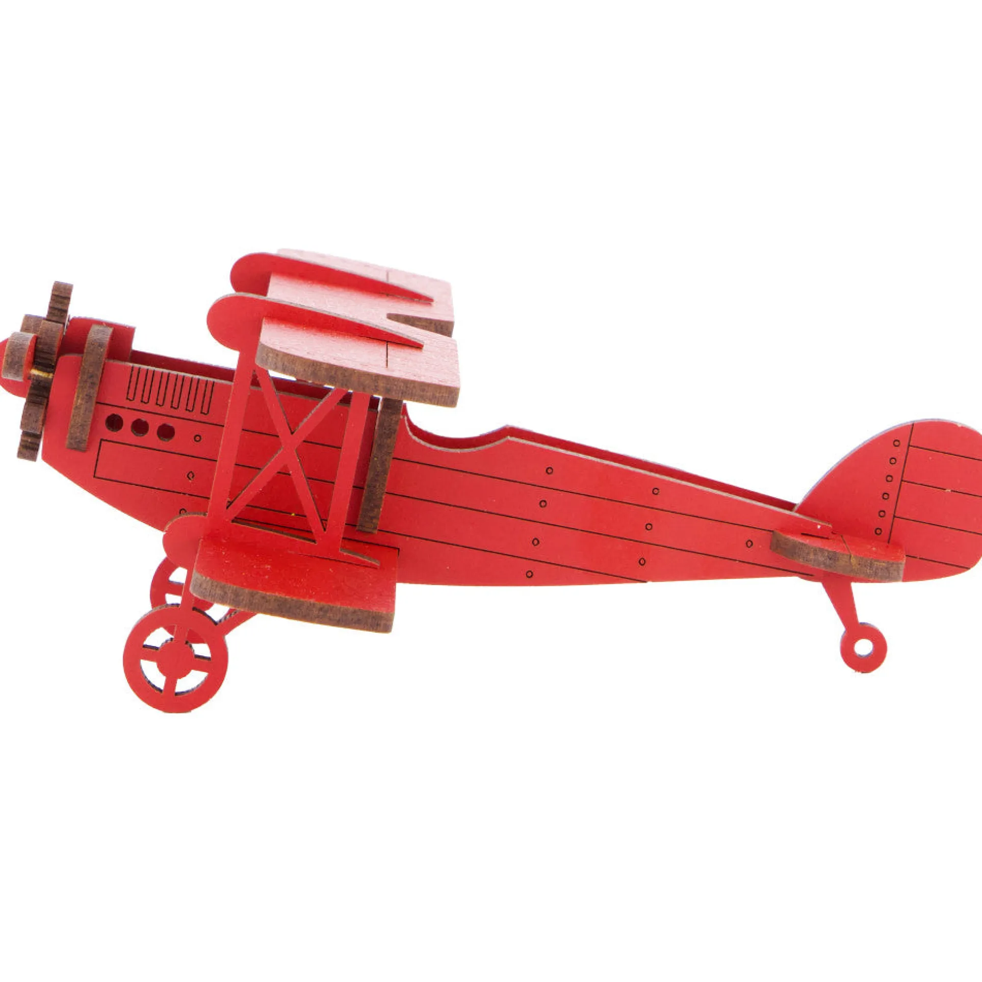 Little & Wood: Red Medium Biplane 3D Wooden Puzzle Kit