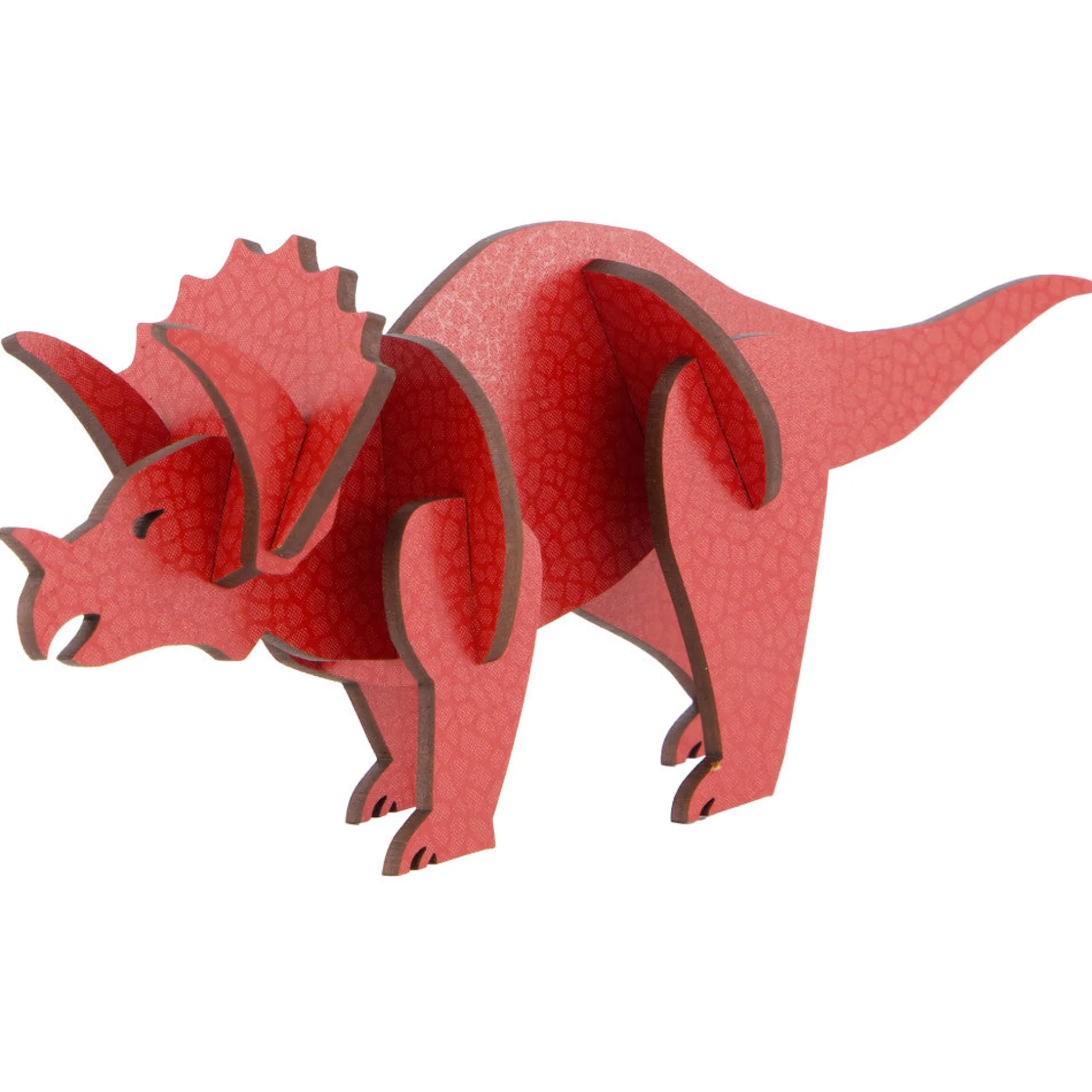 Little & Wood: Triceratops Red 3D Wooden Puzzle Kit, Medium