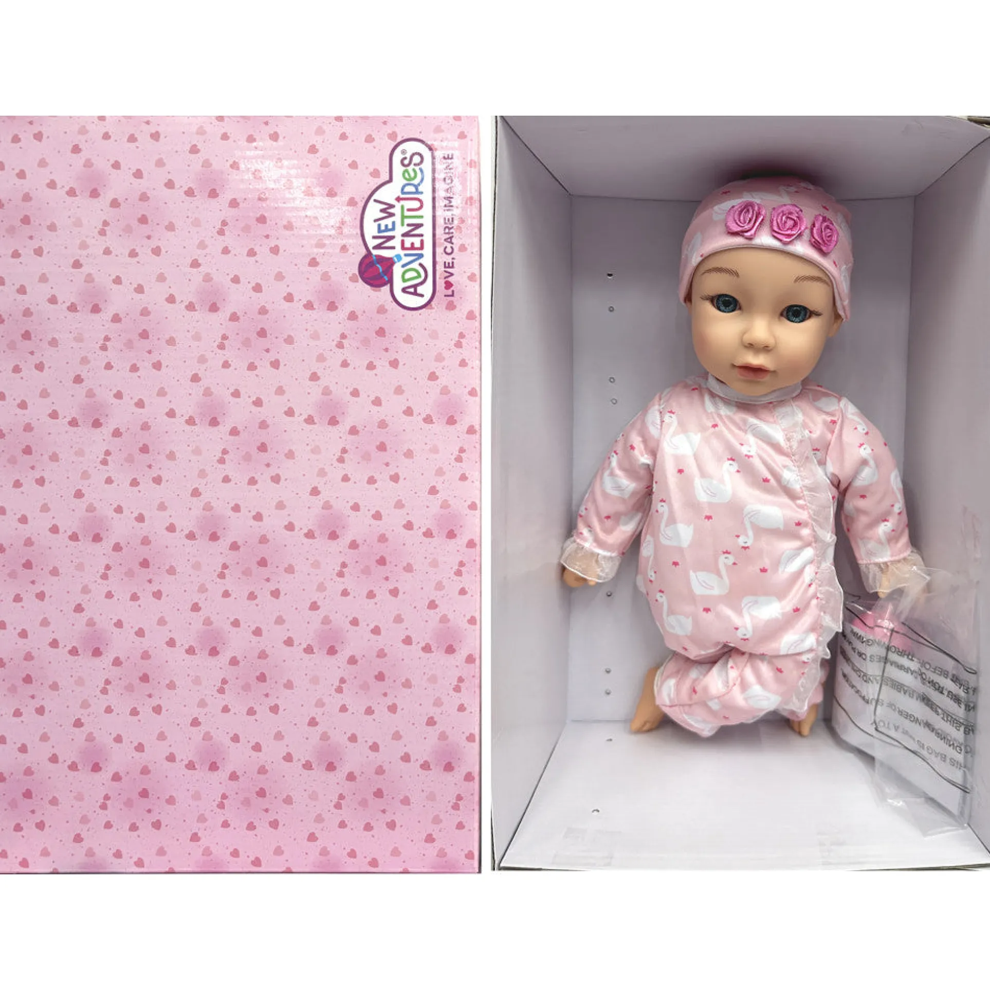 Little Darlings 14-inch Kiss N Tickles Baby Doll - Pink Swan Onesie