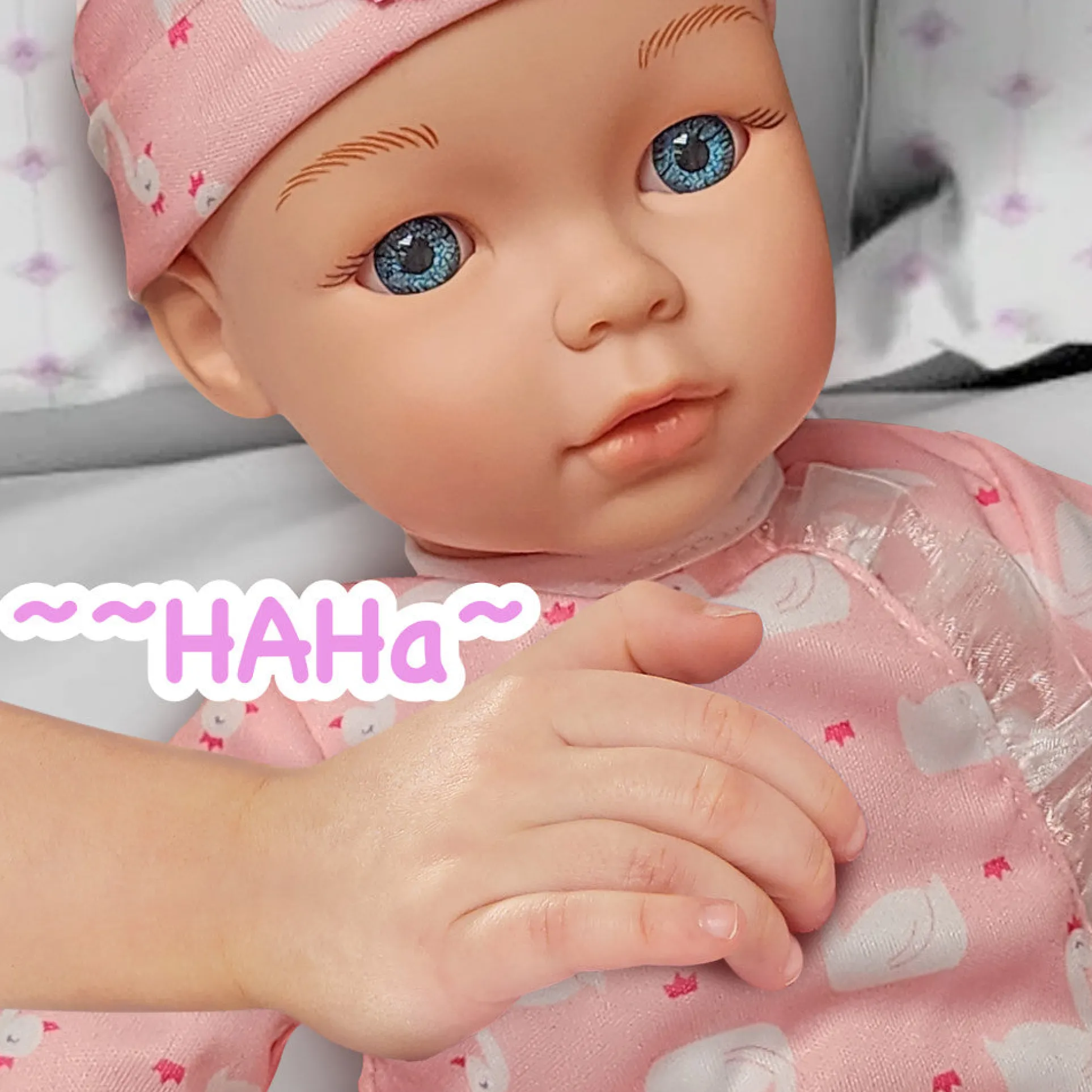 Little Darlings 14-inch Kiss N Tickles Baby Doll - Pink Swan Onesie