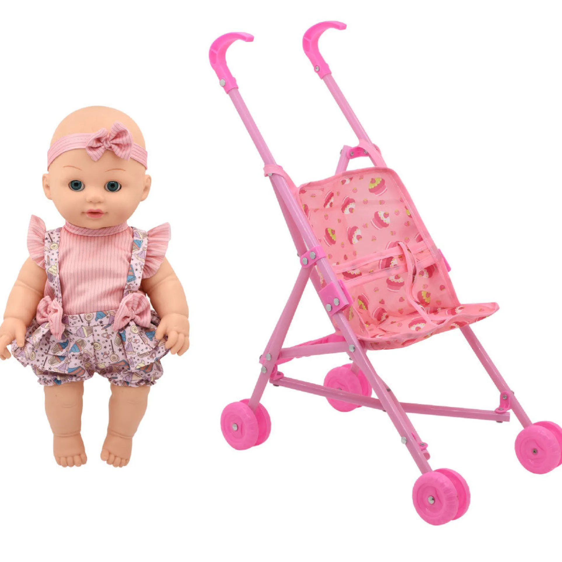 Little Darlings: Out For A Stroll - Cupcake Lollipop Pink & Blue Ensemble