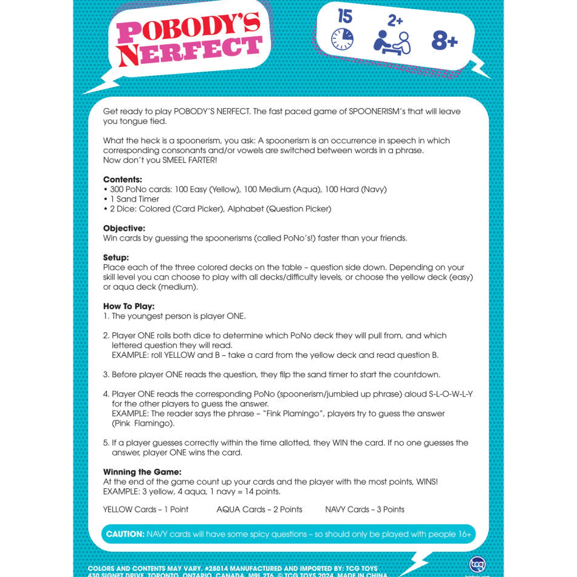 Longshore Pobody's Nerfect Game - Party Game with 300 Spoonerism Cards