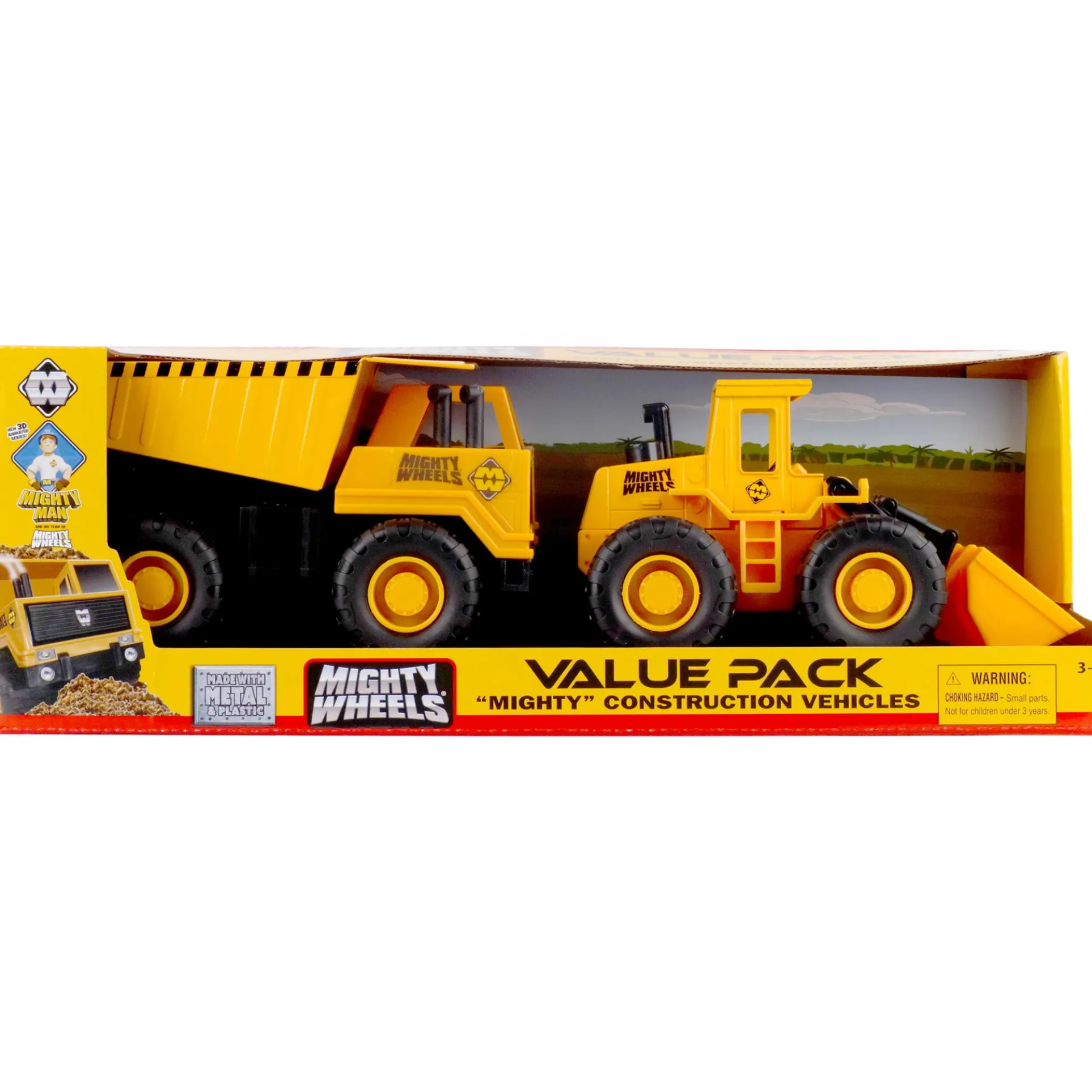 Mighty Wheels Construction Twin Pack - 7" Dump Truck & Front Loader