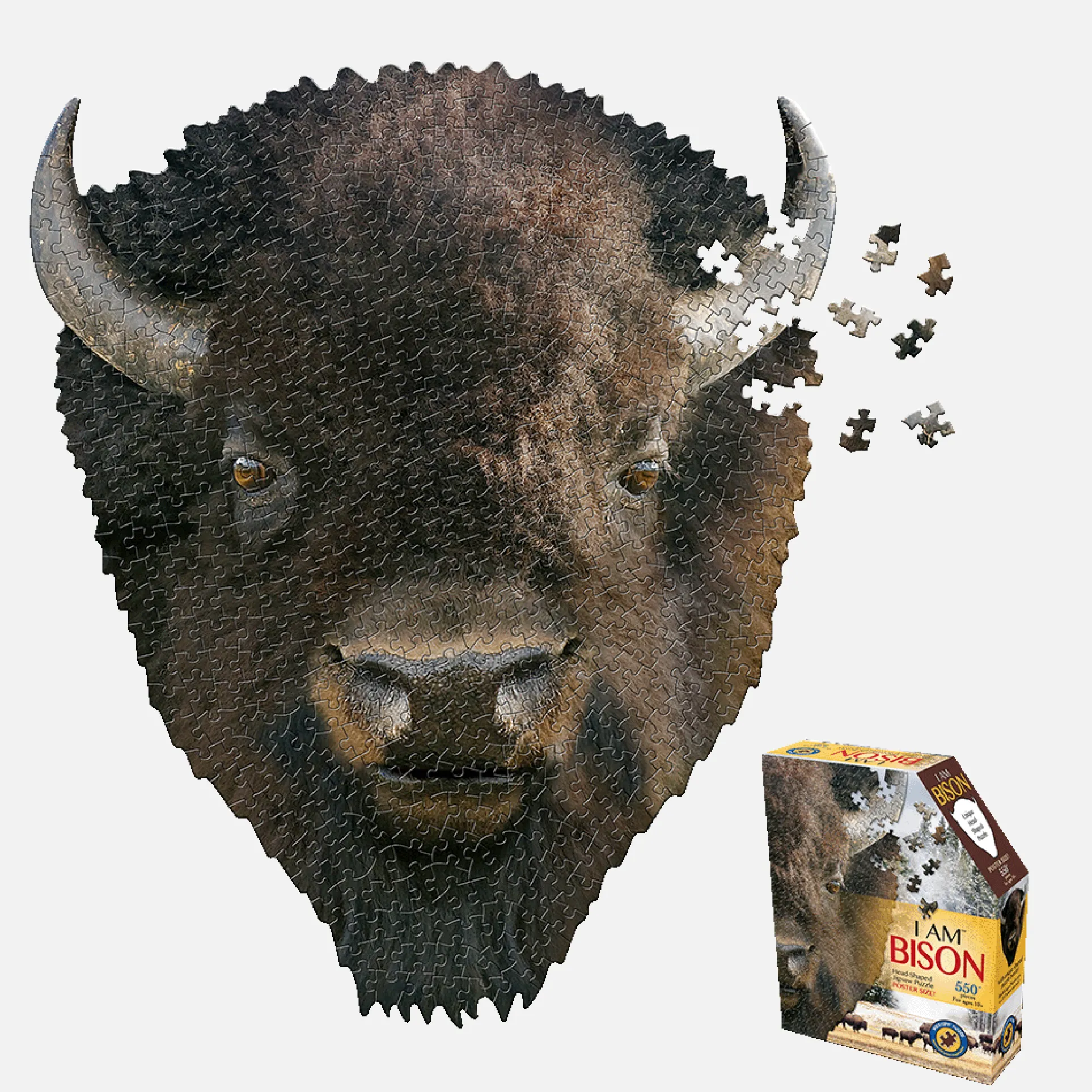 Madd Capp I AM BISON Unique Animal Head-Shaped Jigsaw Puzzle - 550 pc