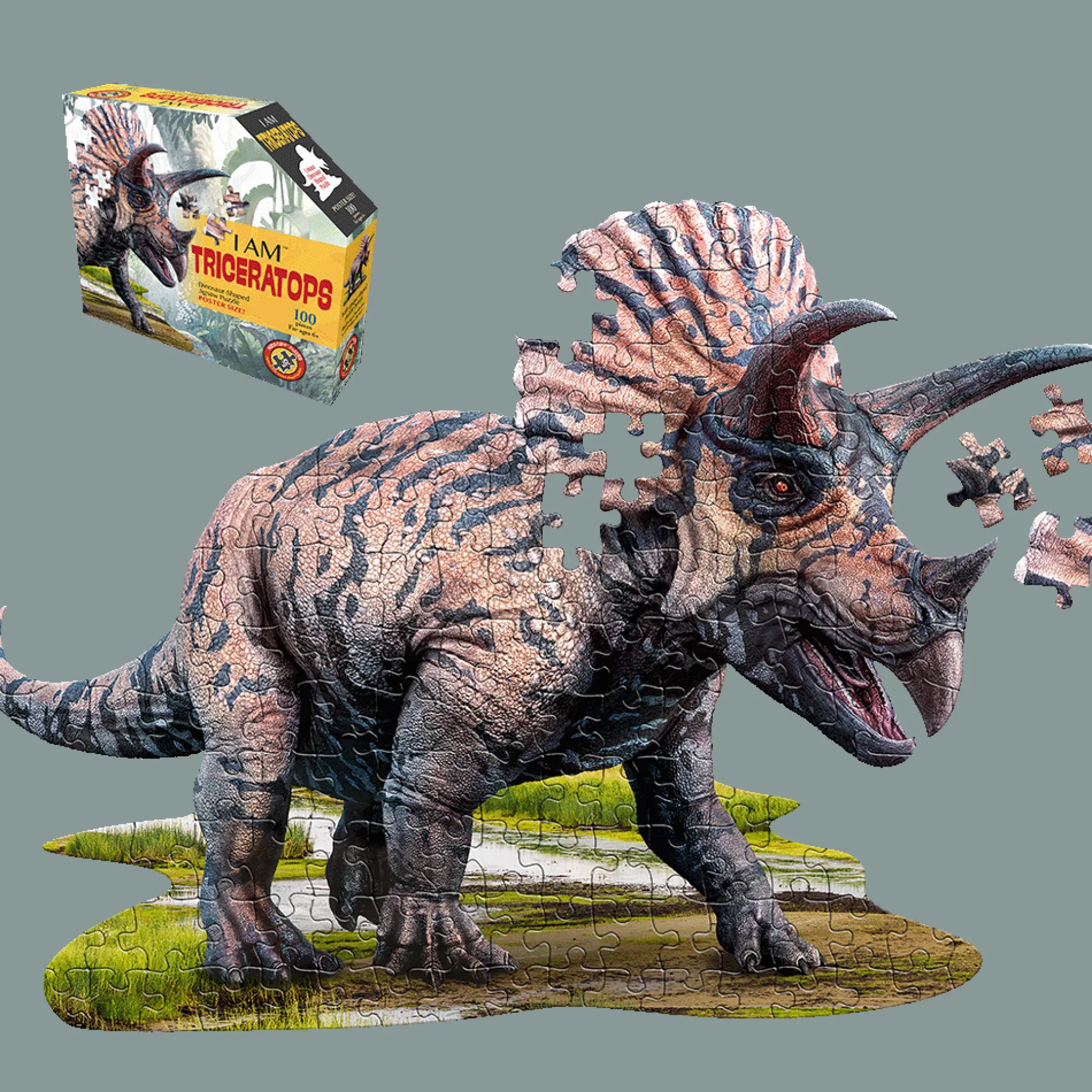 Madd Capp Triceratops-Shaped Jigsaw Puzzle - 100 pc