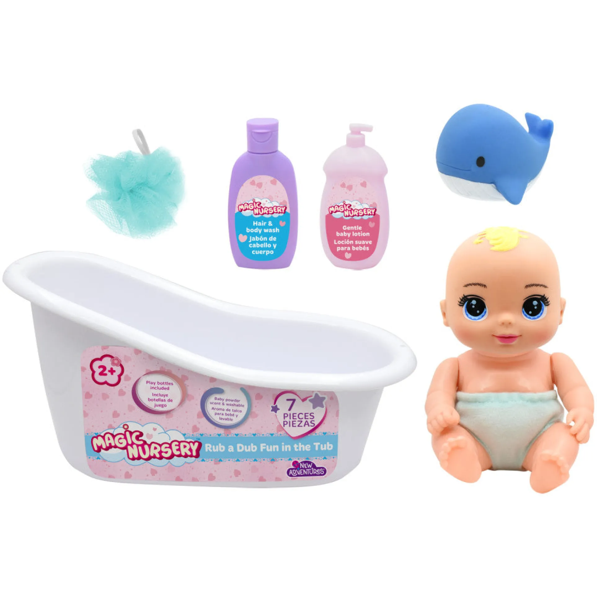 Magic Nursery 8" Poseable Baby Doll with Bathtub Set