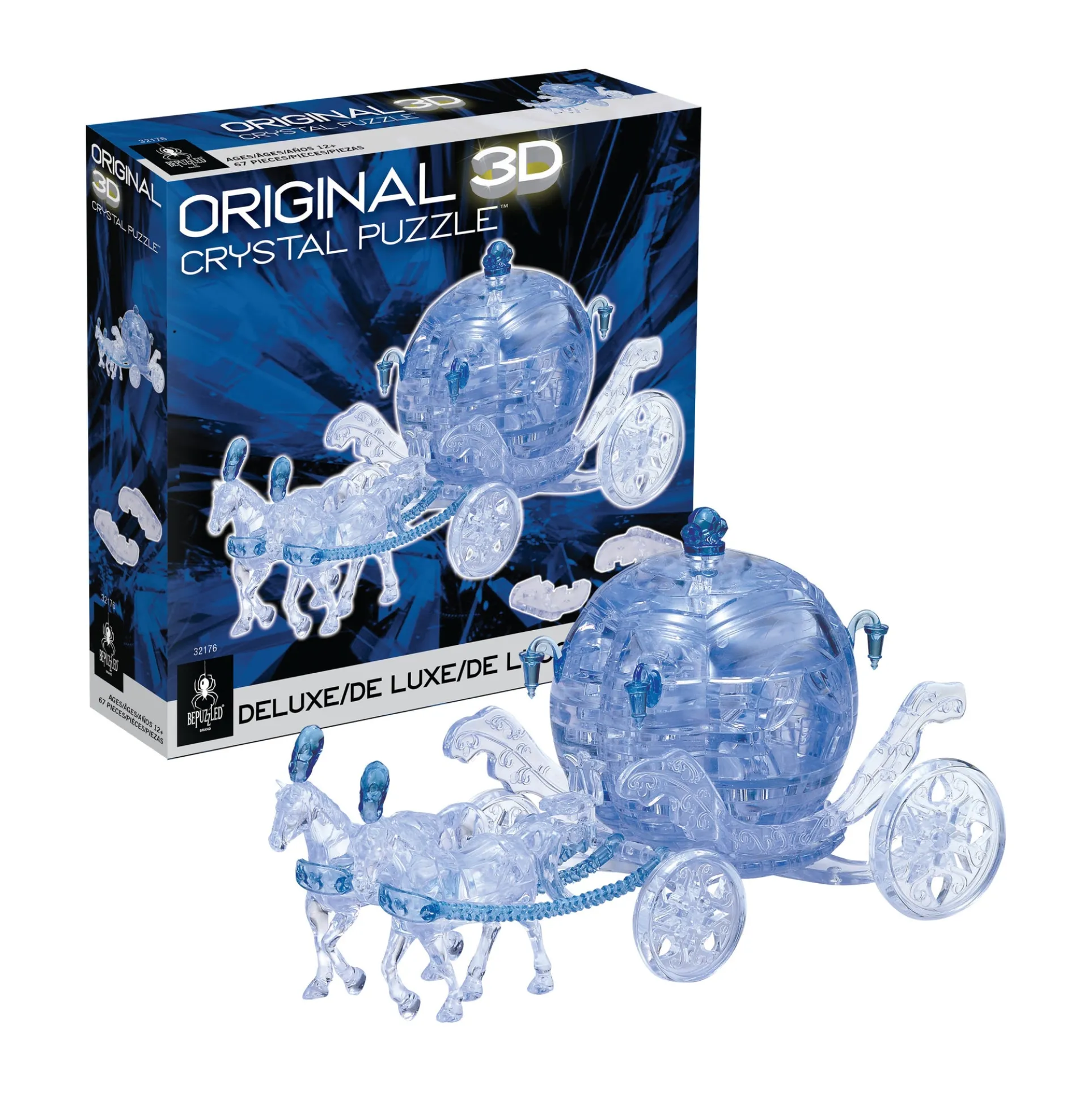 Majestic Blue Royal Carriage 3D Crystal Puzzle - 67 Pieces