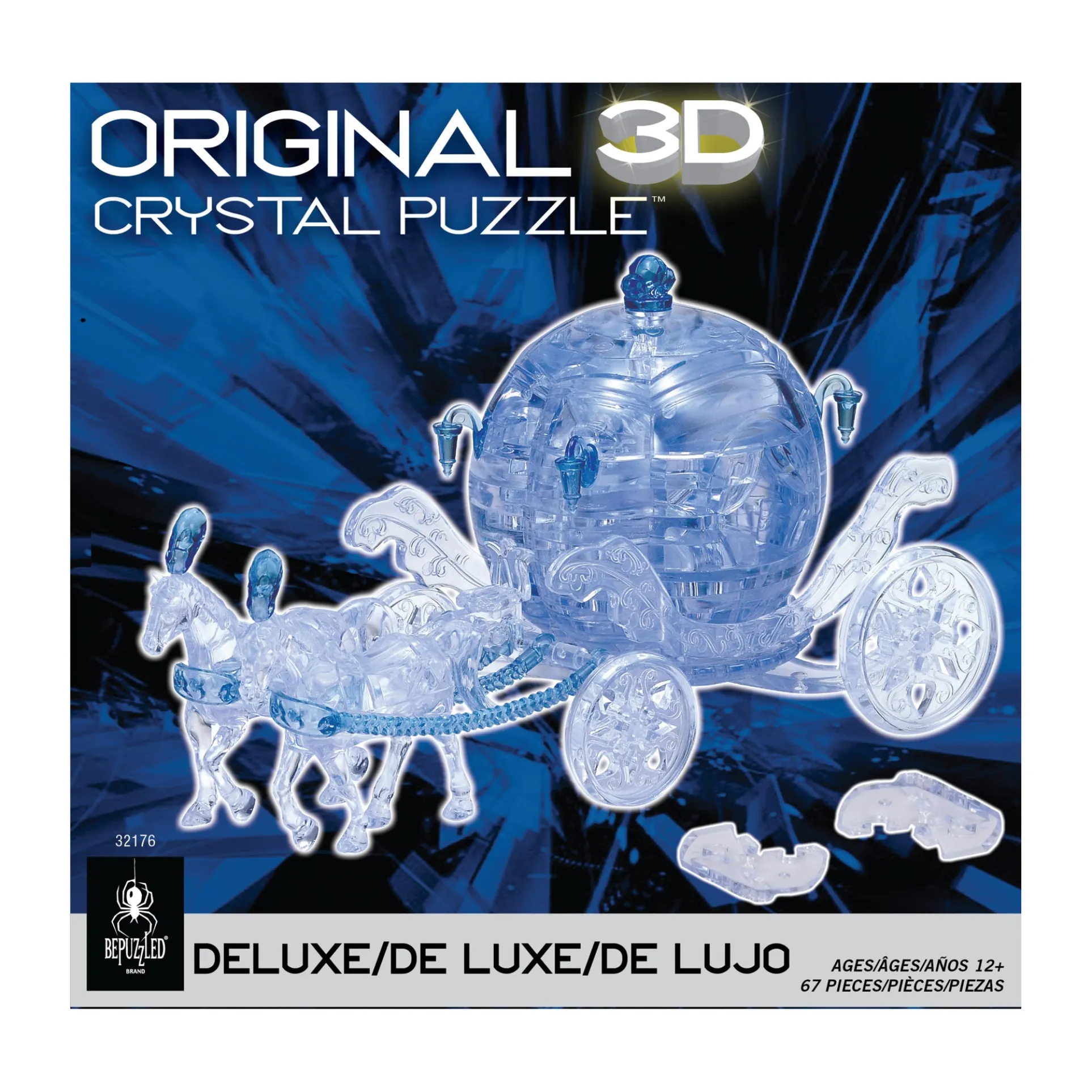 Majestic Blue Royal Carriage 3D Crystal Puzzle - 67 Pieces