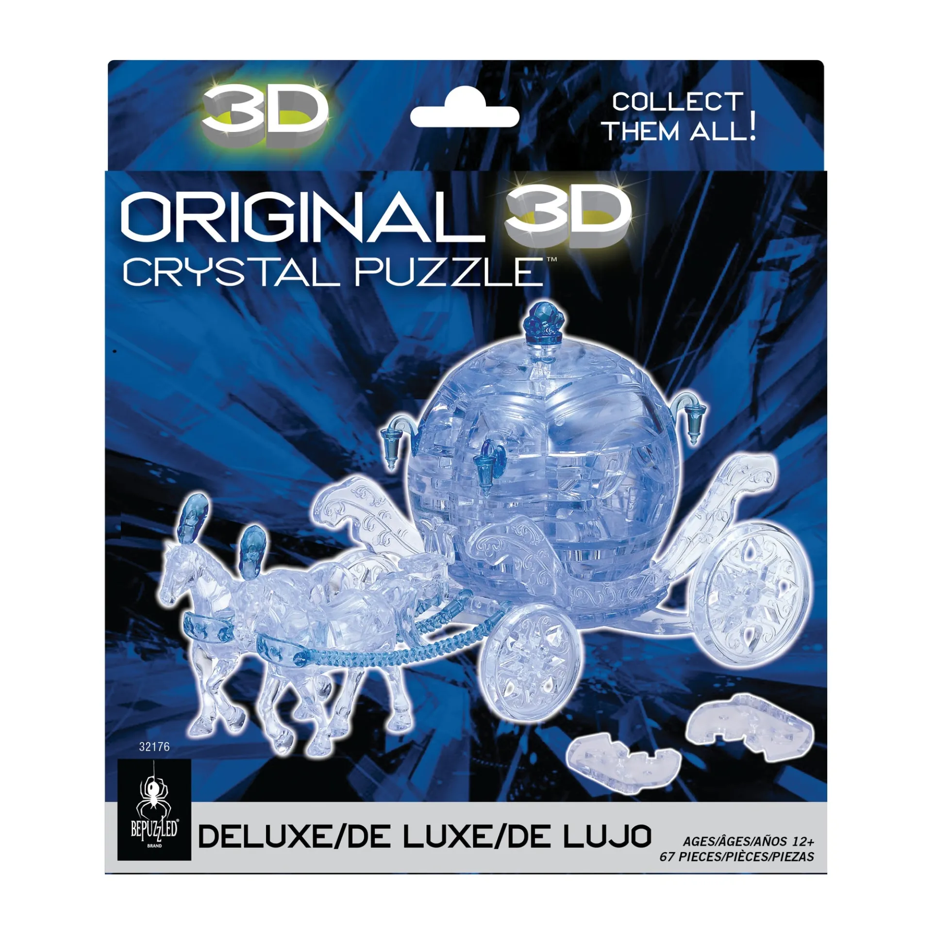 Majestic Blue Royal Carriage 3D Crystal Puzzle - 67 Pieces