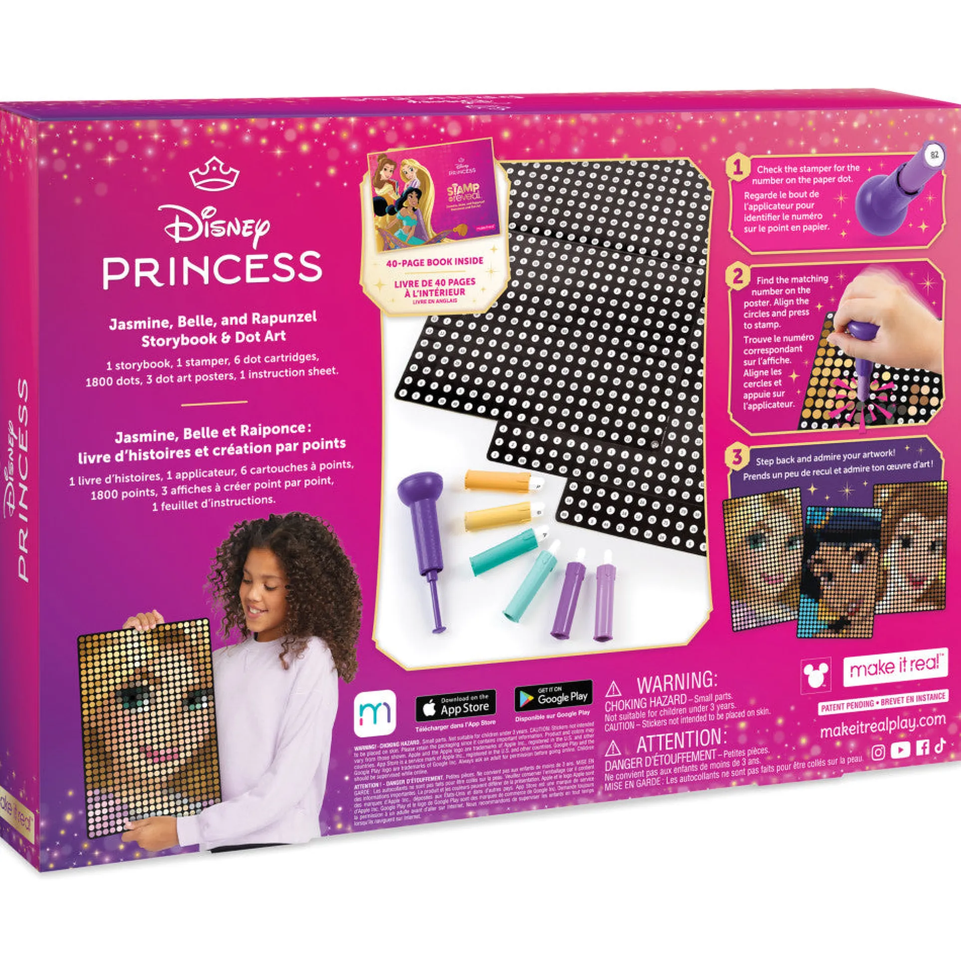 Make It Real Disney Princess Storybook Stamp and Dot Art Kit - Jasmine, Belle, Rapunzel