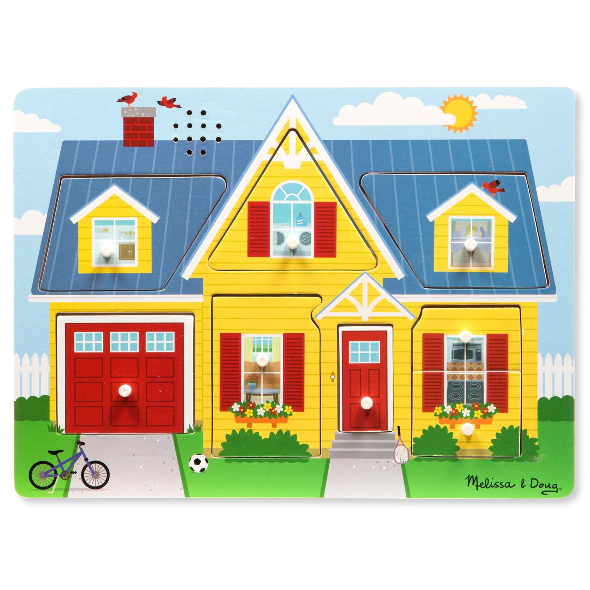 Melissa & Doug Around the House 8-Piece Wooden Sound Peg Puzzle