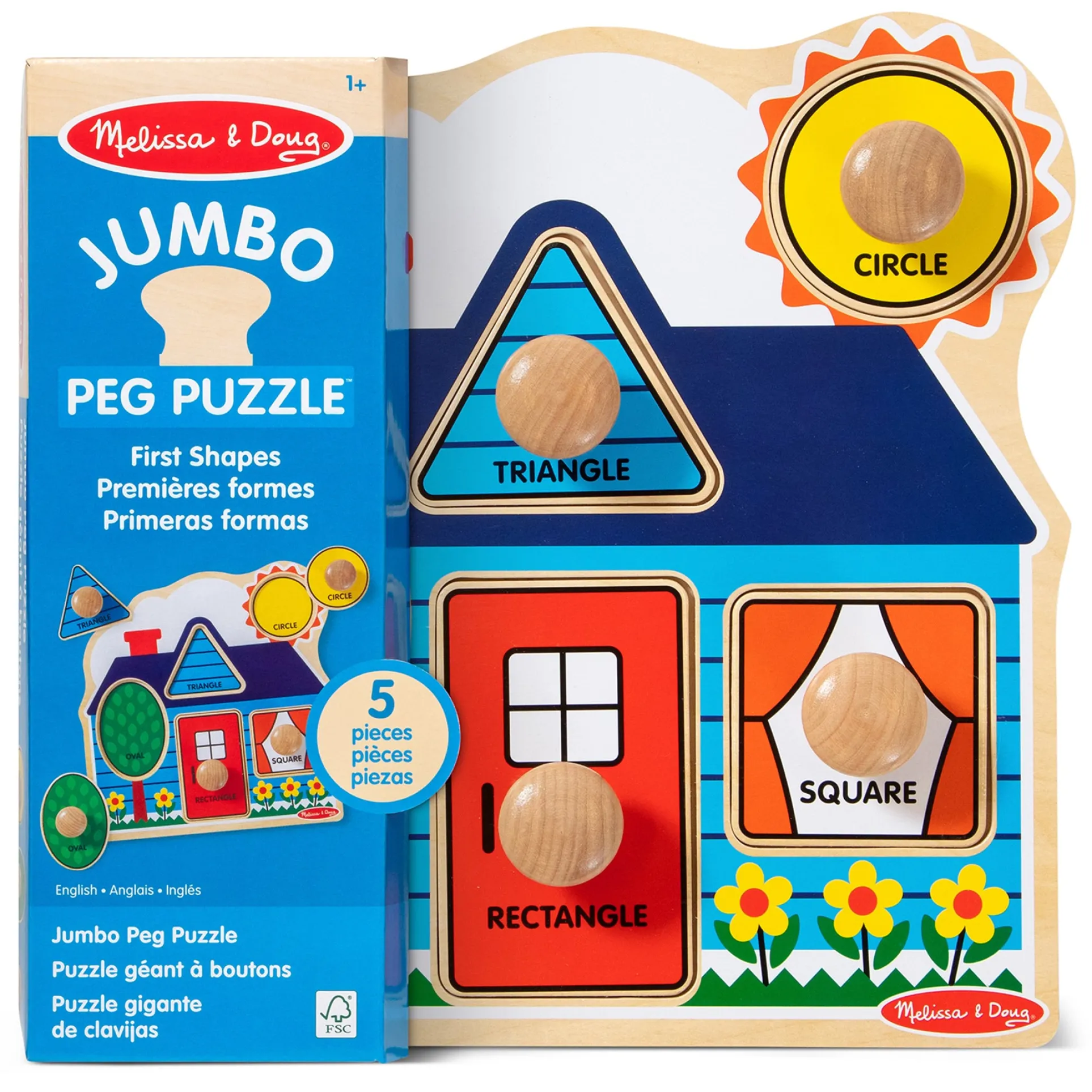 Melissa & Doug First Shapes Jumbo Knob Puzzle – Cabin & Cottage Theme